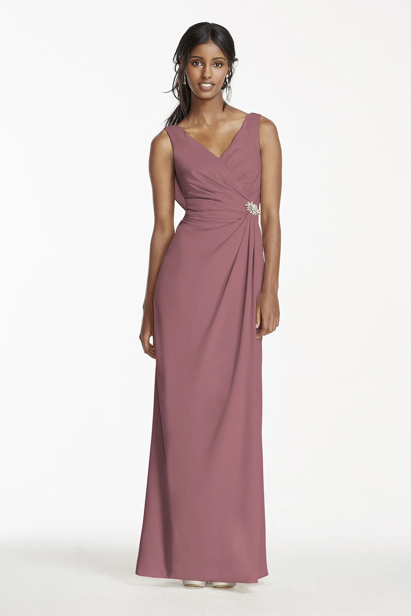 Crepe Sheath Dress with Side Slit and Cowl Back - Image 12
