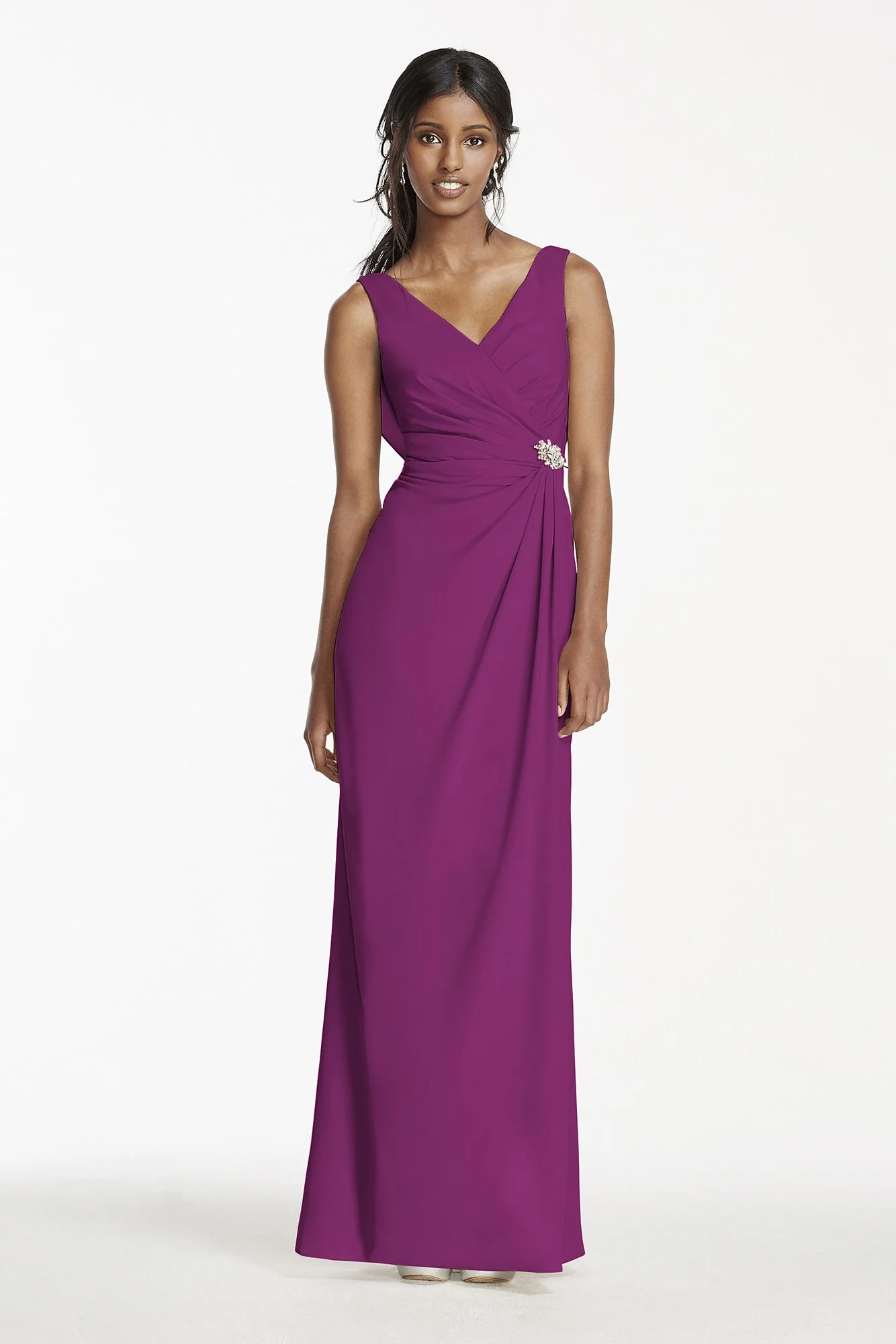 Crepe Sheath Dress with Side Slit and Cowl Back - Image 34