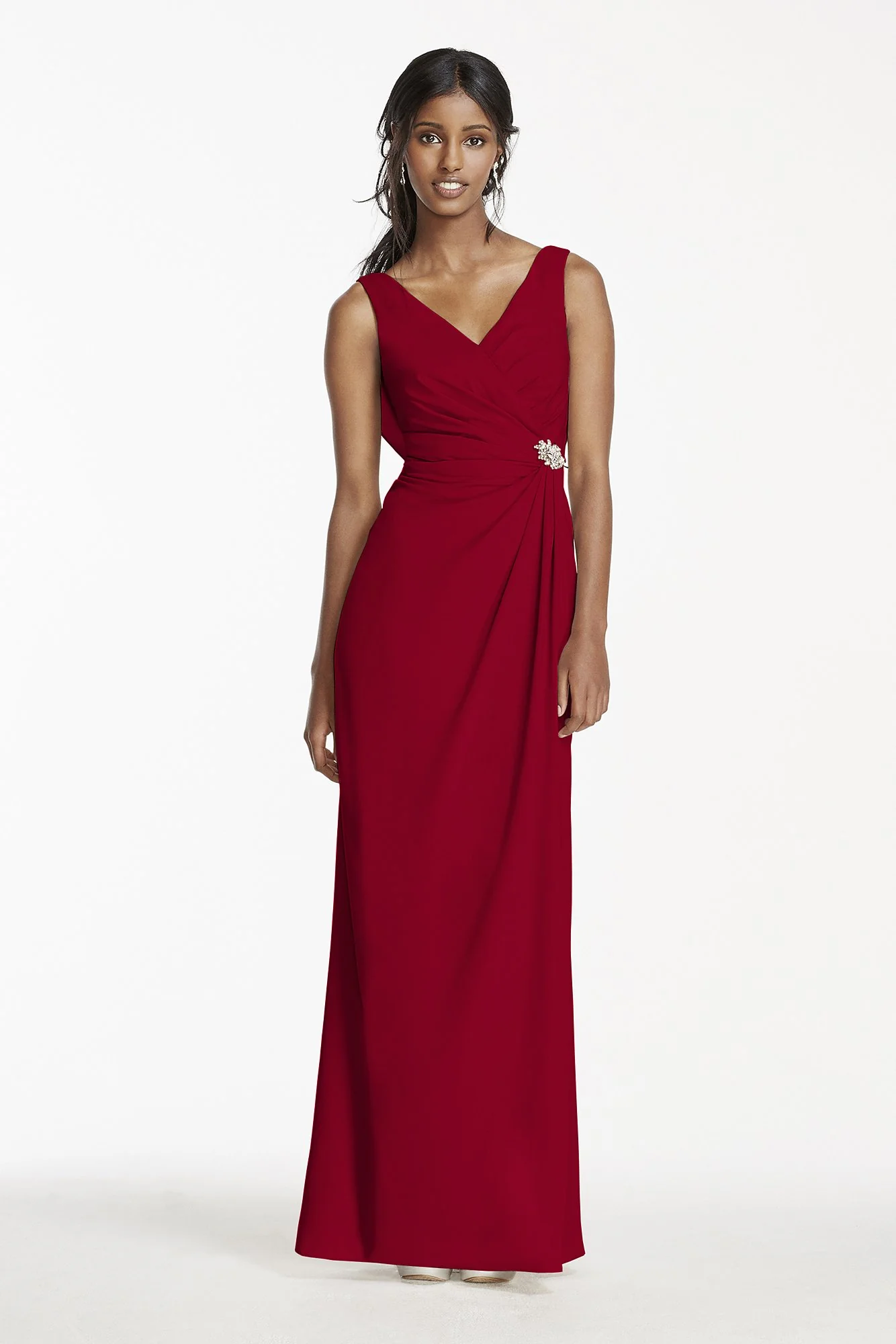 Crepe Sheath Dress with Side Slit and Cowl Back - Image 7