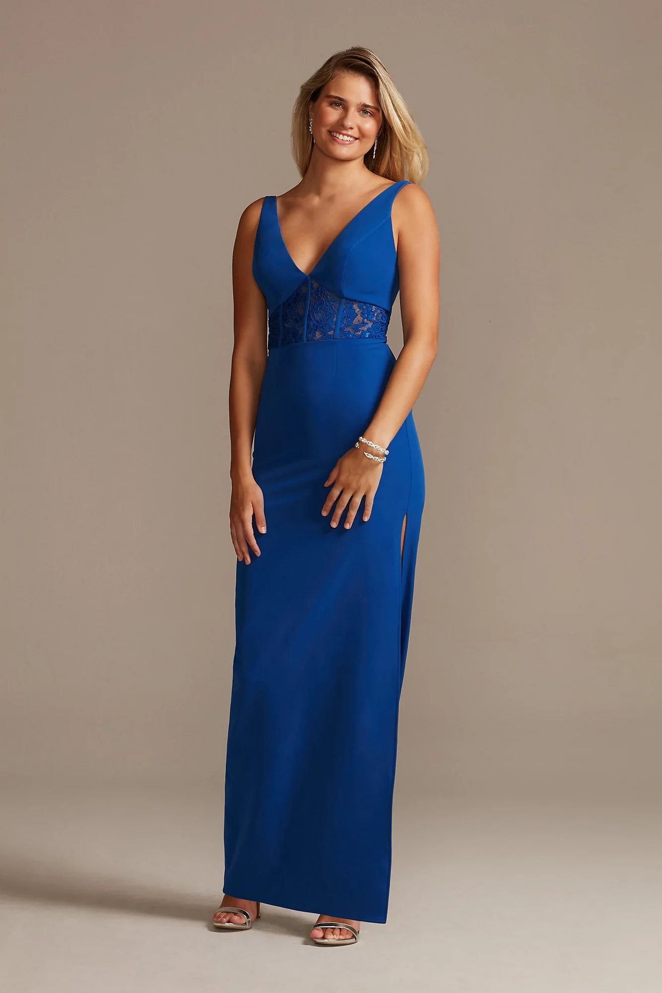 Crepe Tank Dress with Illusion Corset Bodice