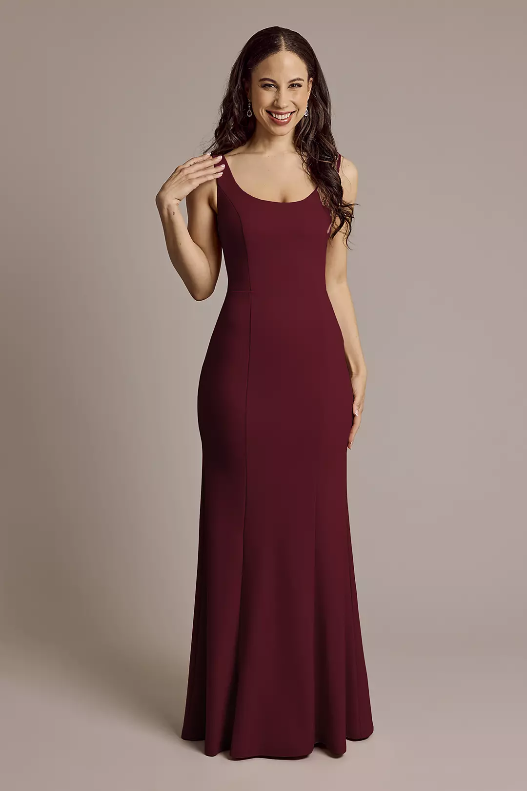 Crepe Tank Mermaid Dress with Back Knot - Image 14