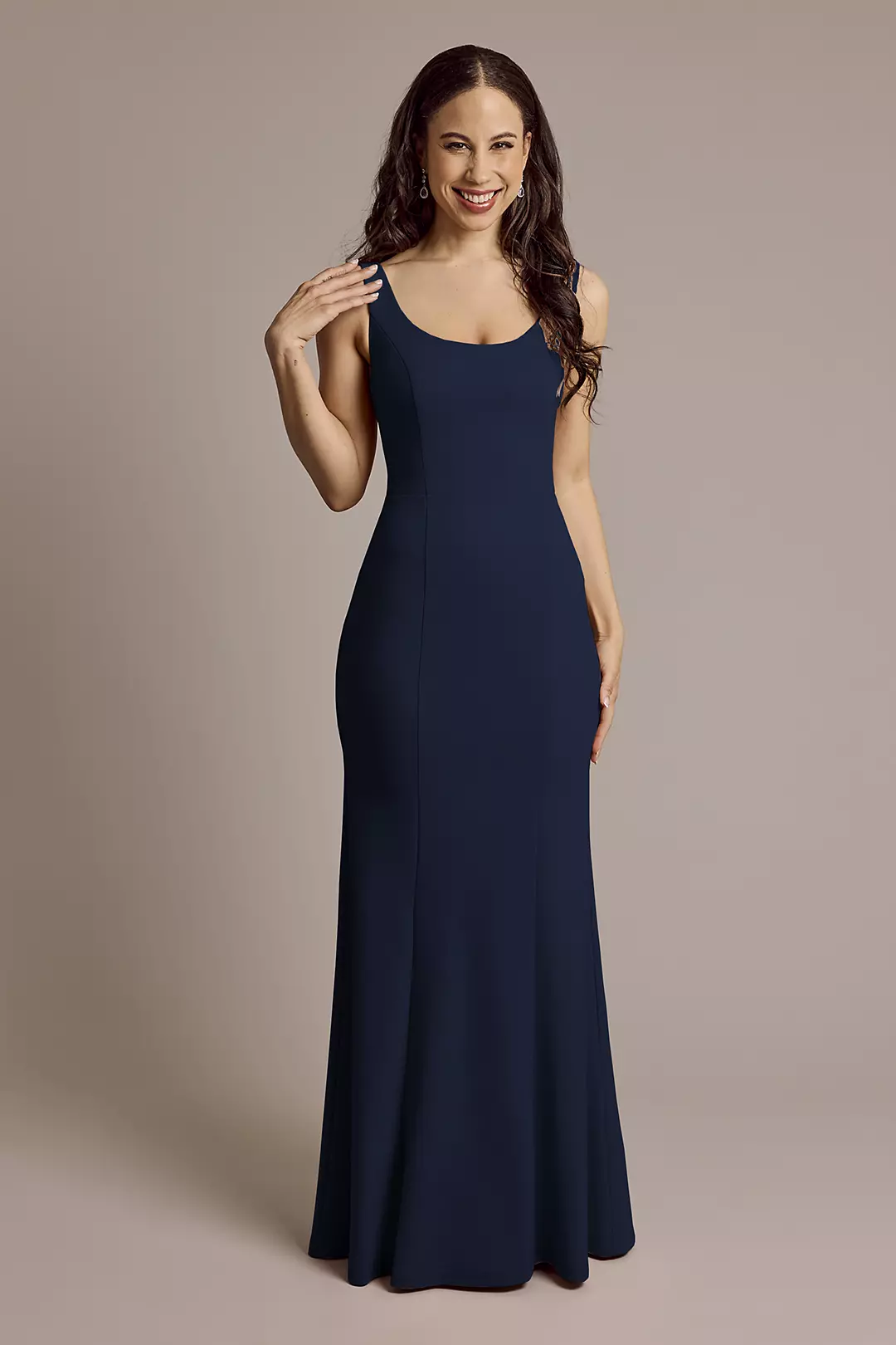 Crepe Tank Mermaid Dress with Back Knot - Image 20