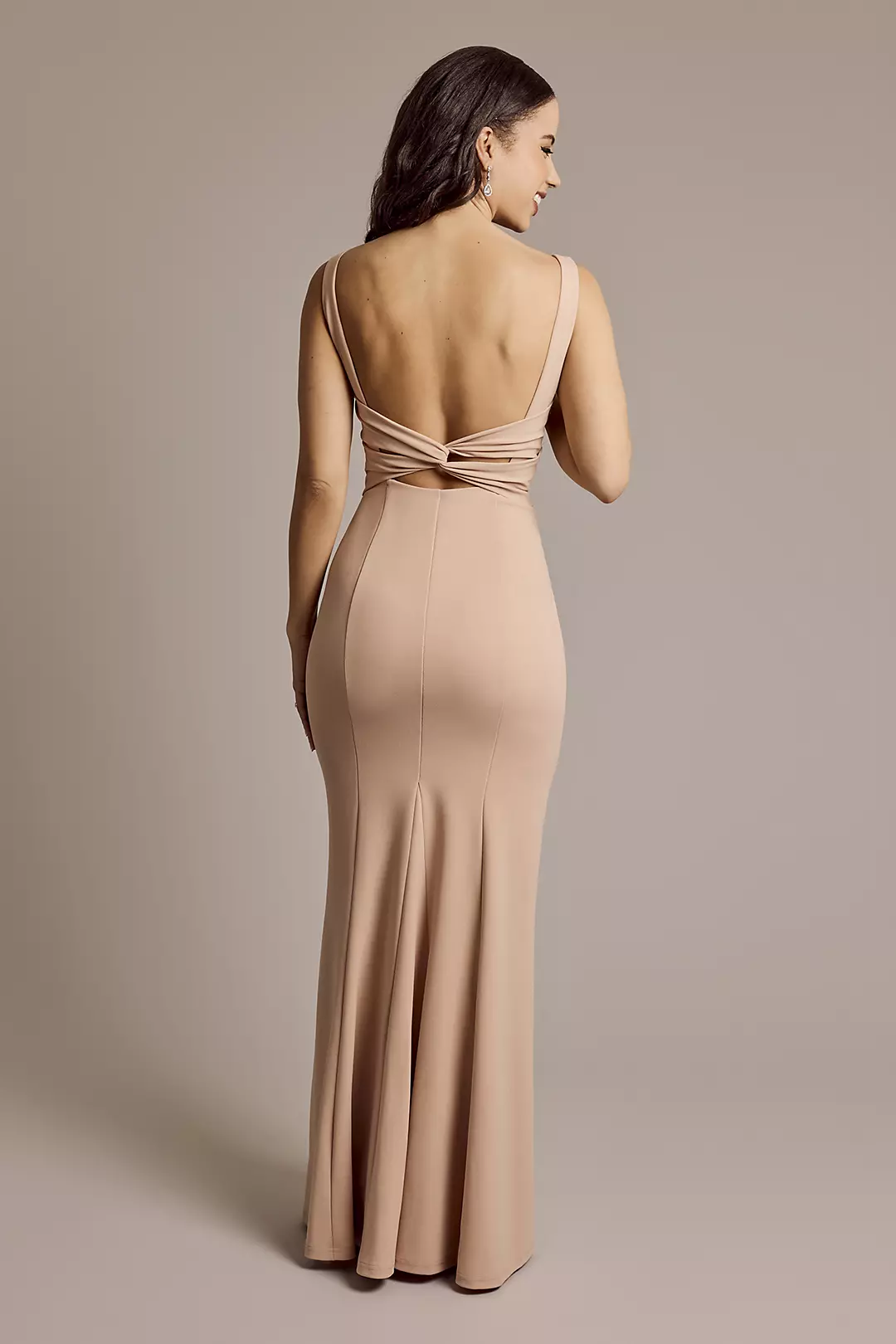 Crepe Tank Mermaid Dress with Back Knot - Image 22