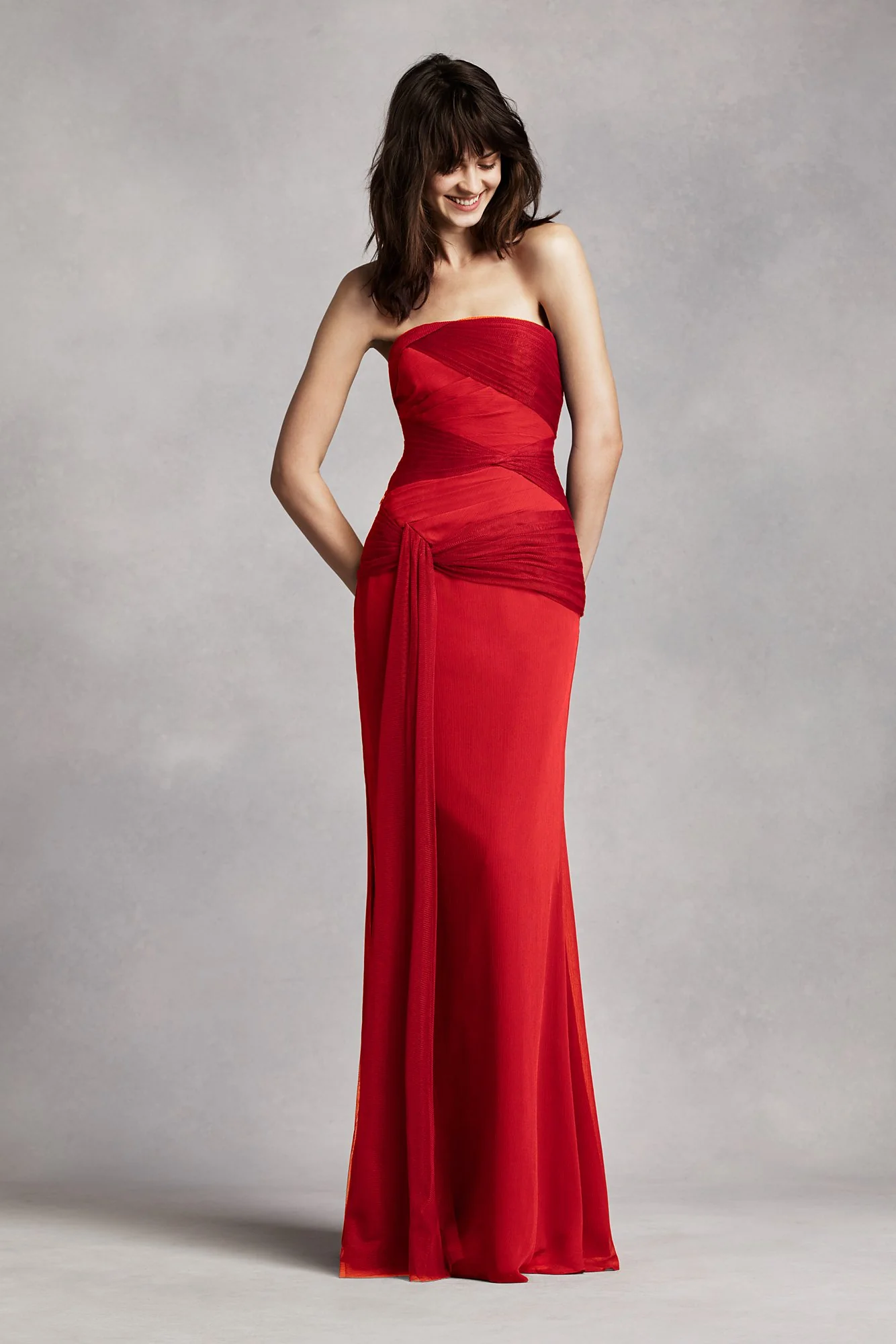 Crinkle Chiffon Column Gown - Image 2