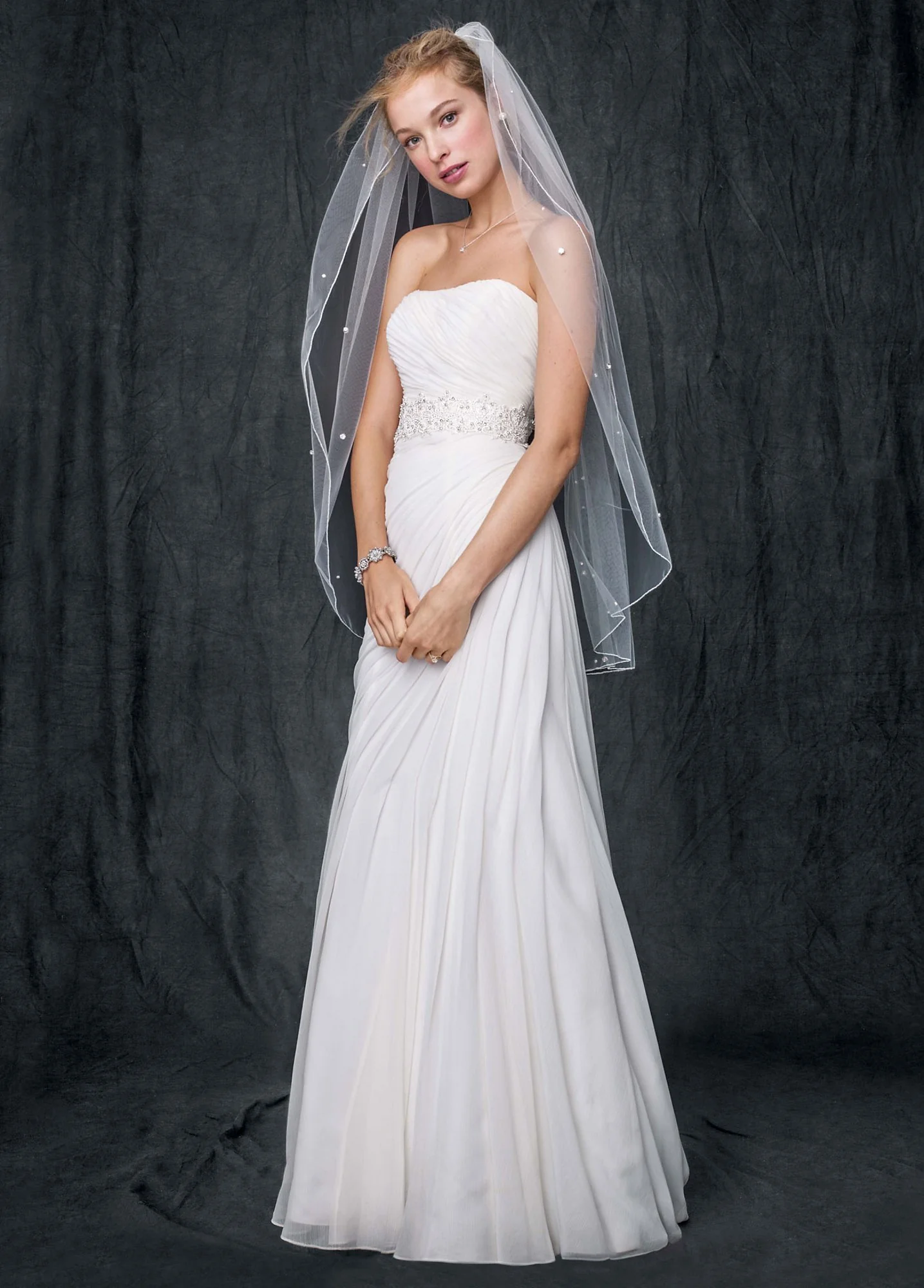 Crinkle Chiffon Gown with Asymmetrical Draping - Image 3