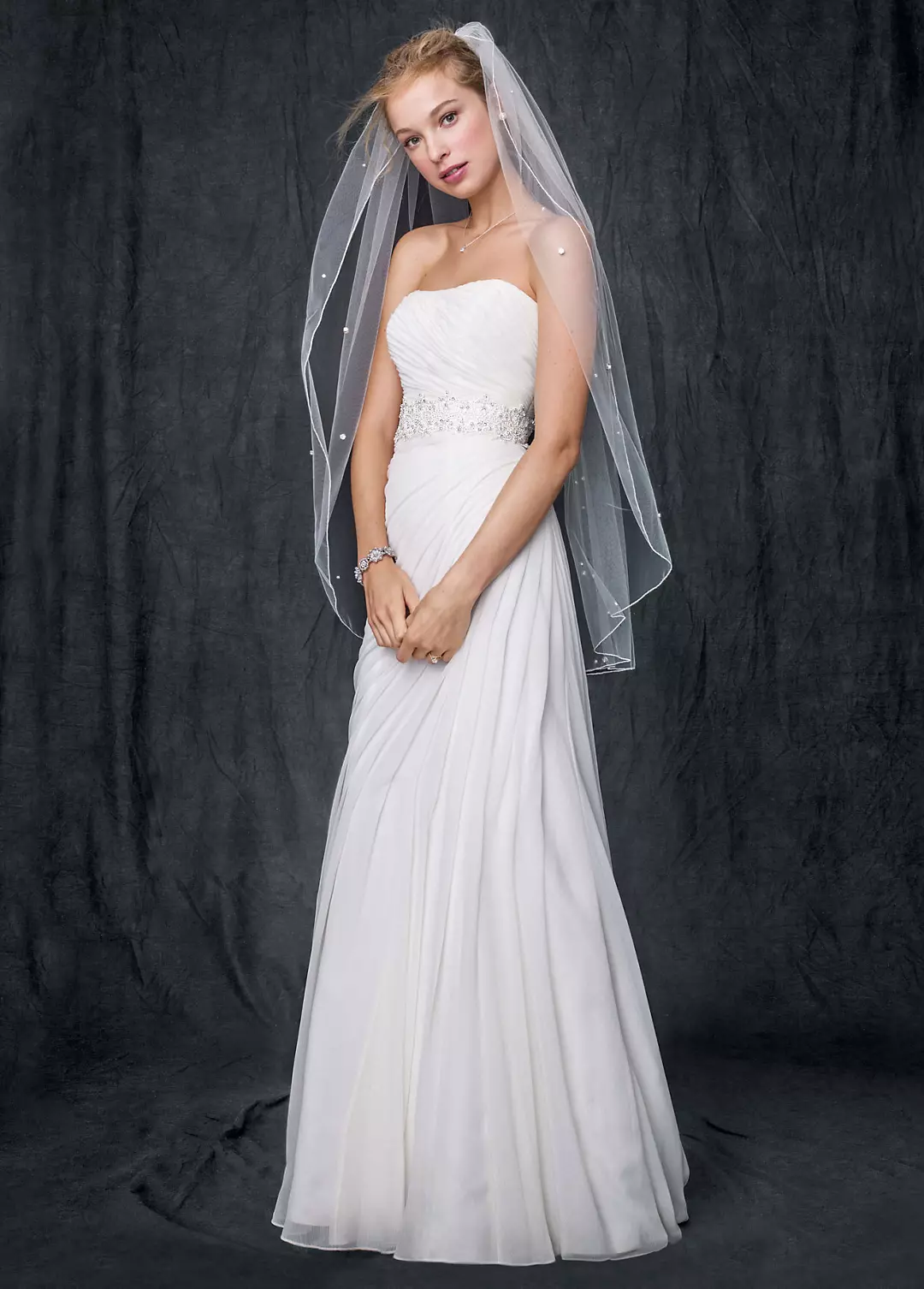Crinkle Chiffon Gown with Asymmetrical Draping - Image 7