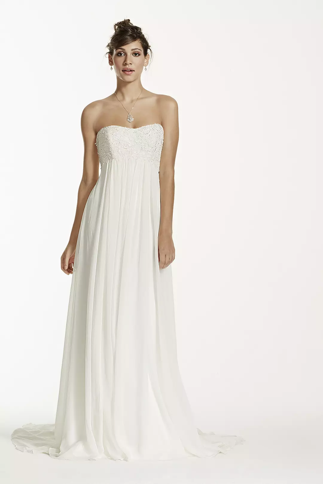 Crinkle Chiffon Gown with Lace Applique - Image 7
