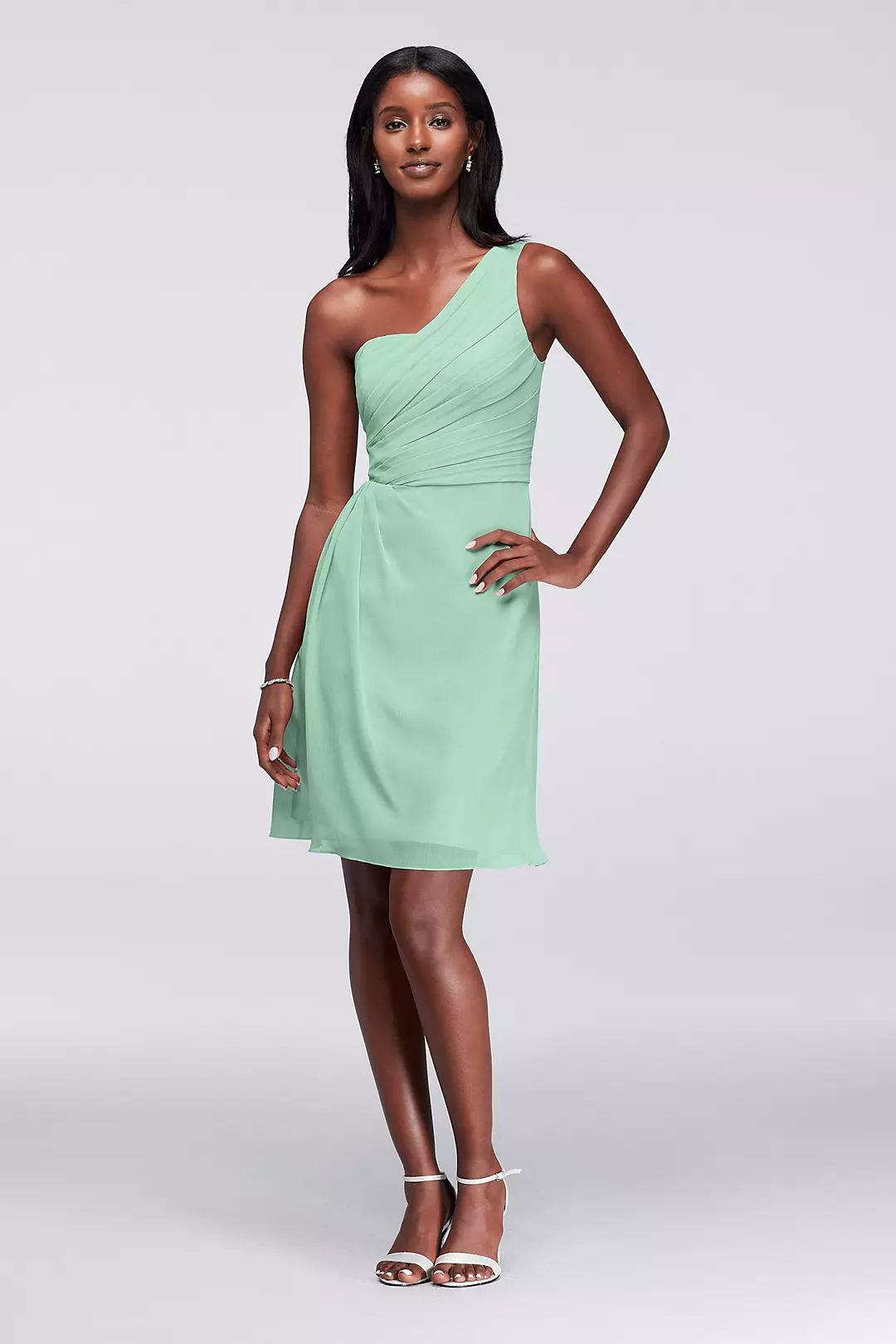 Crinkle Chiffon One-Shoulder Dress - Image 3