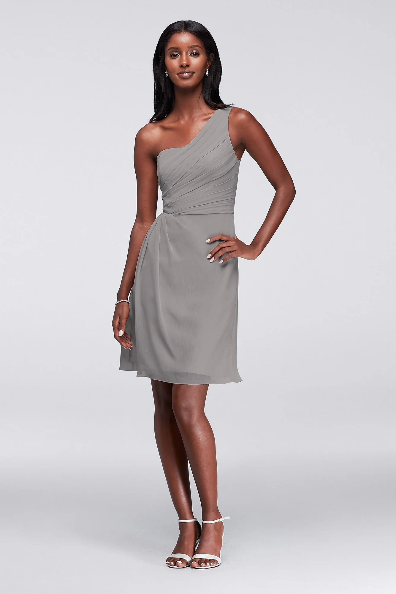 Crinkle Chiffon One-Shoulder Dress - Image 36