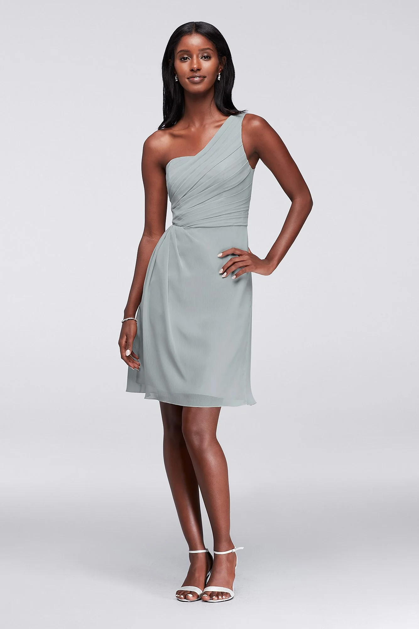 Crinkle Chiffon One-Shoulder Dress - Image 51