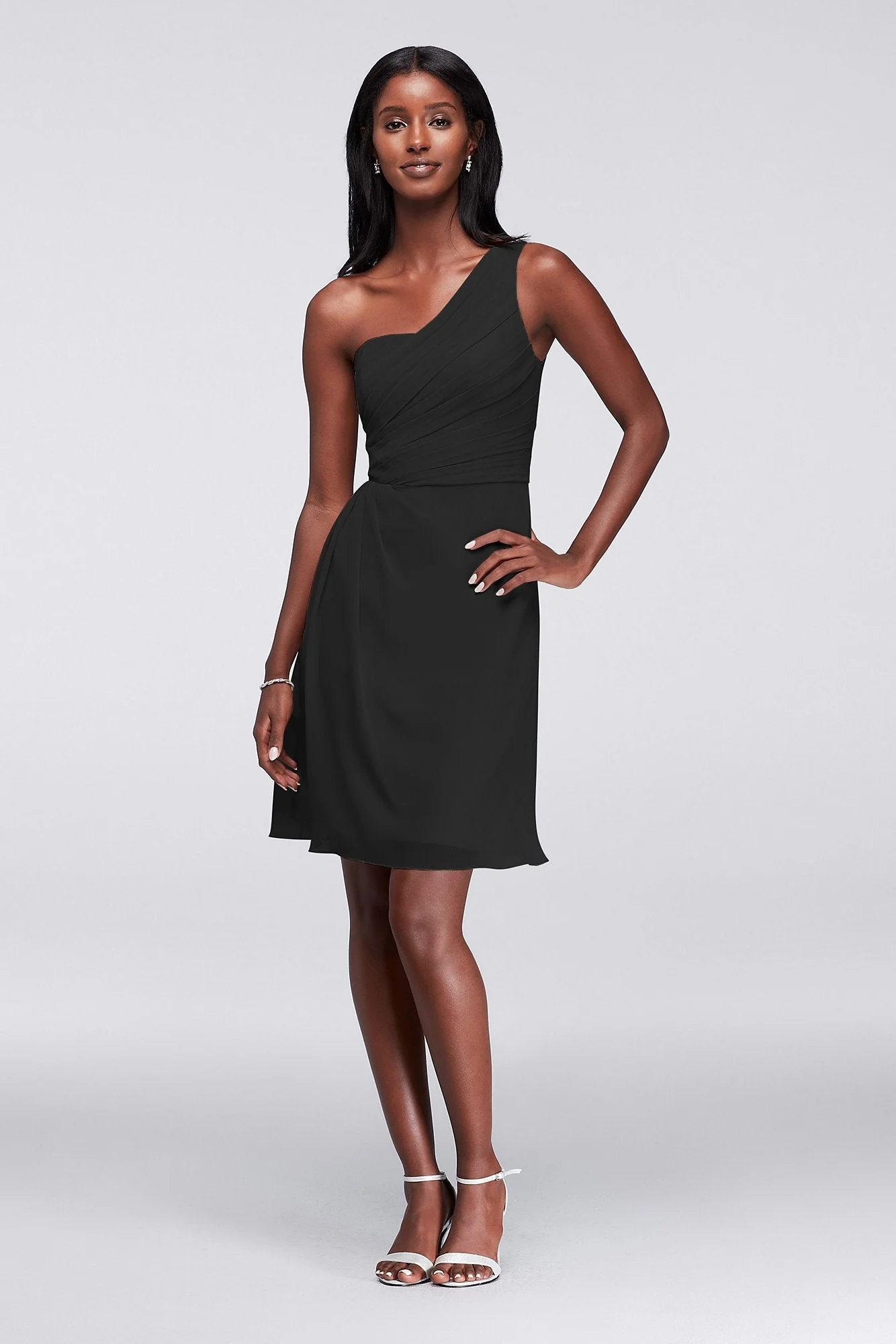Crinkle Chiffon One-Shoulder Dress - Image 63