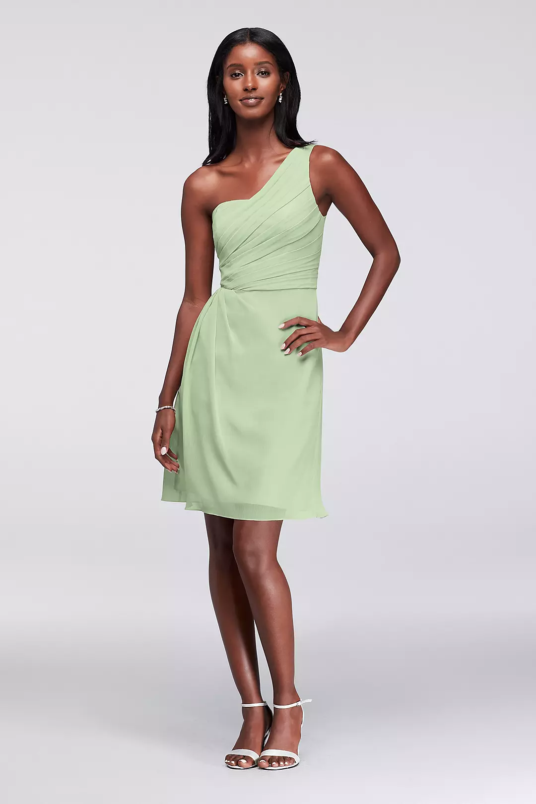 Crinkle Chiffon One-Shoulder Dress - Image 81