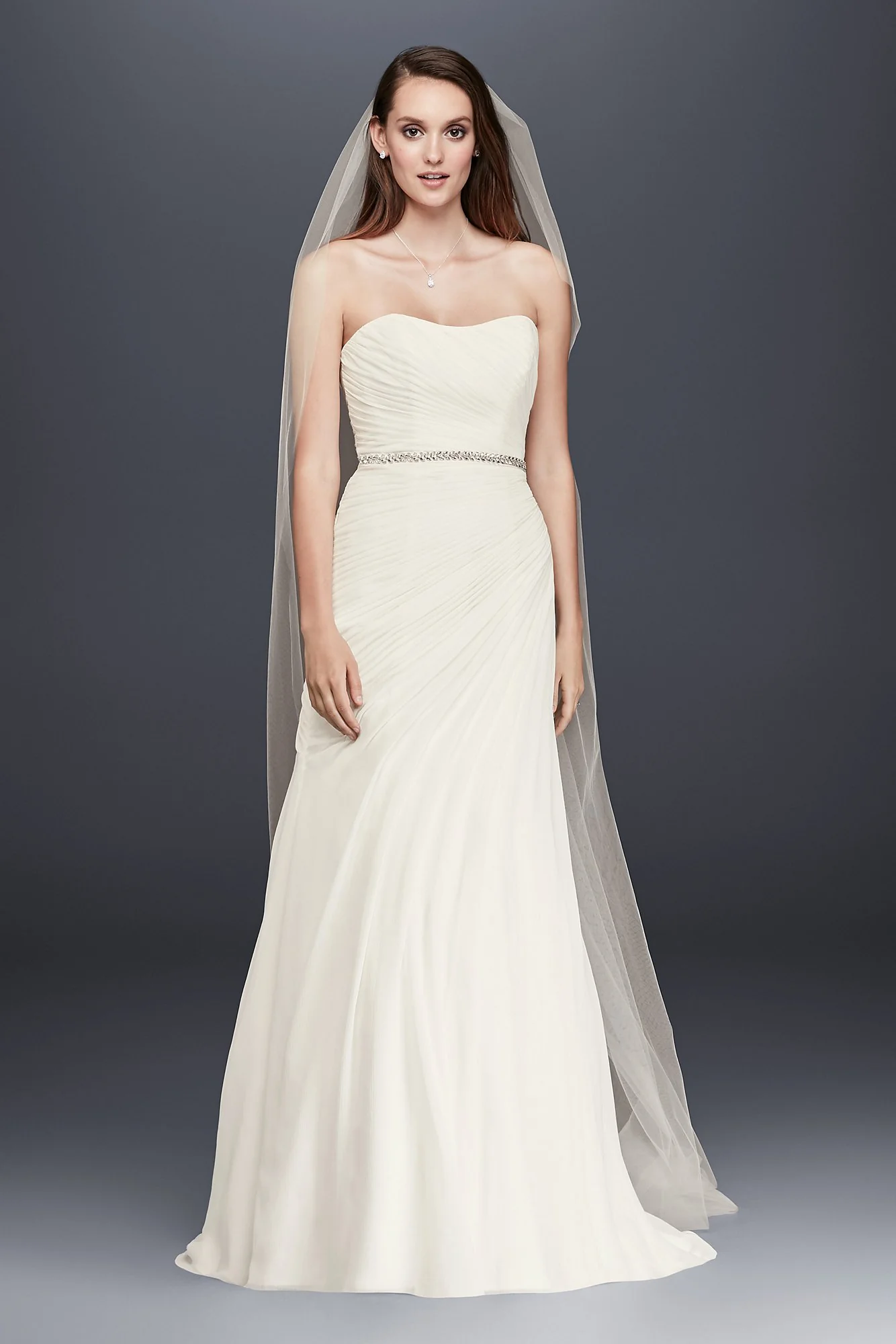 Crinkle Chiffon Wedding Dress with Draping