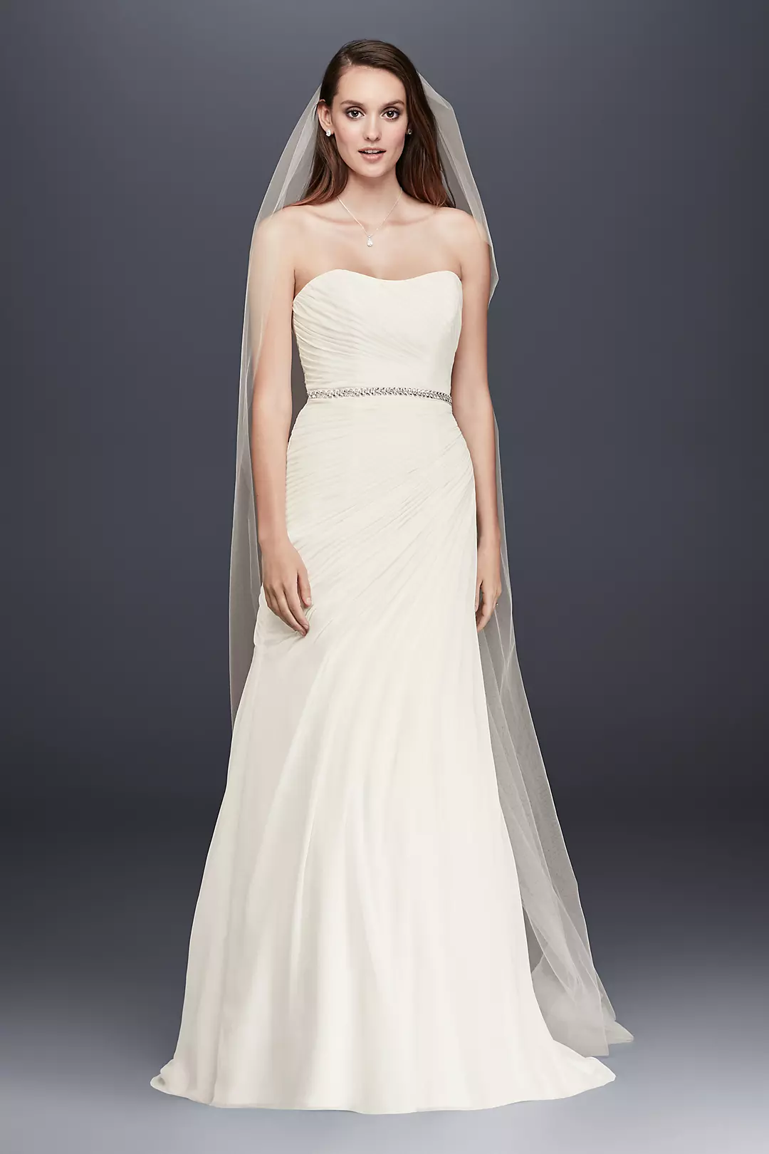 Crinkle Chiffon Wedding Dress with Draping - Image 9