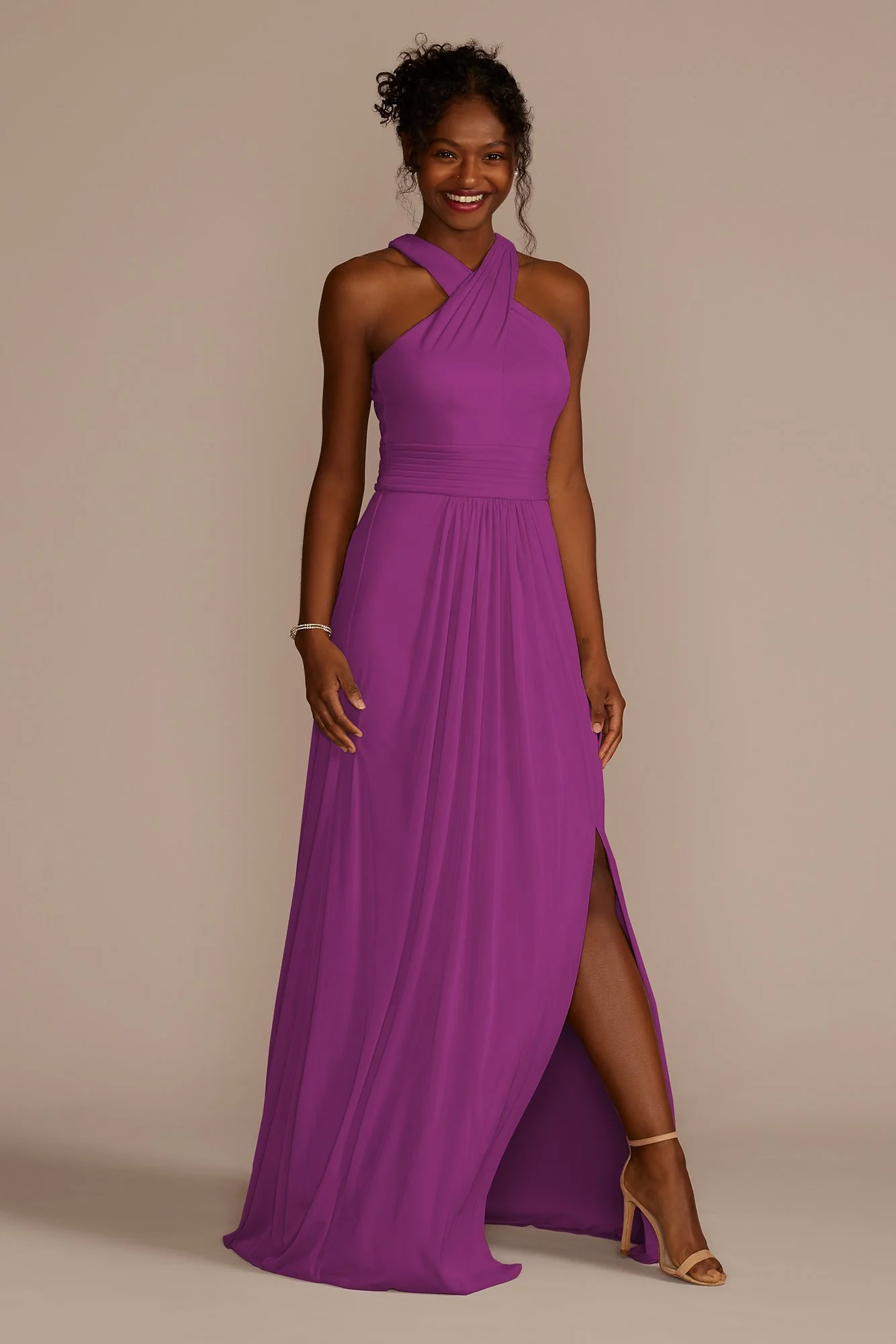 Crisscross High-Neck Mesh Dress - Image 81