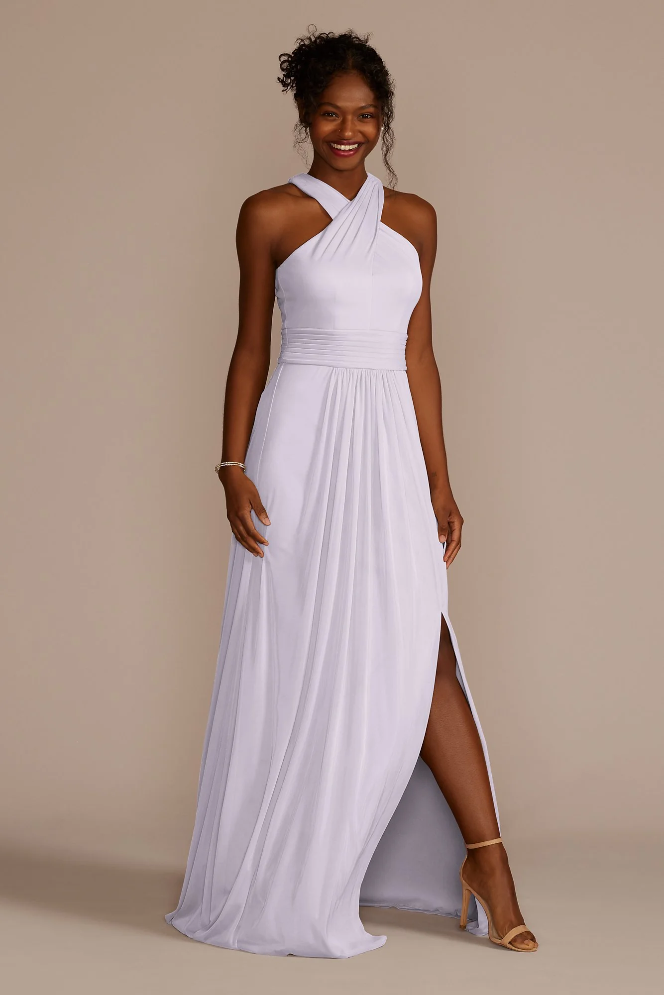 Crisscross High-Neck Mesh Dress - Image 85