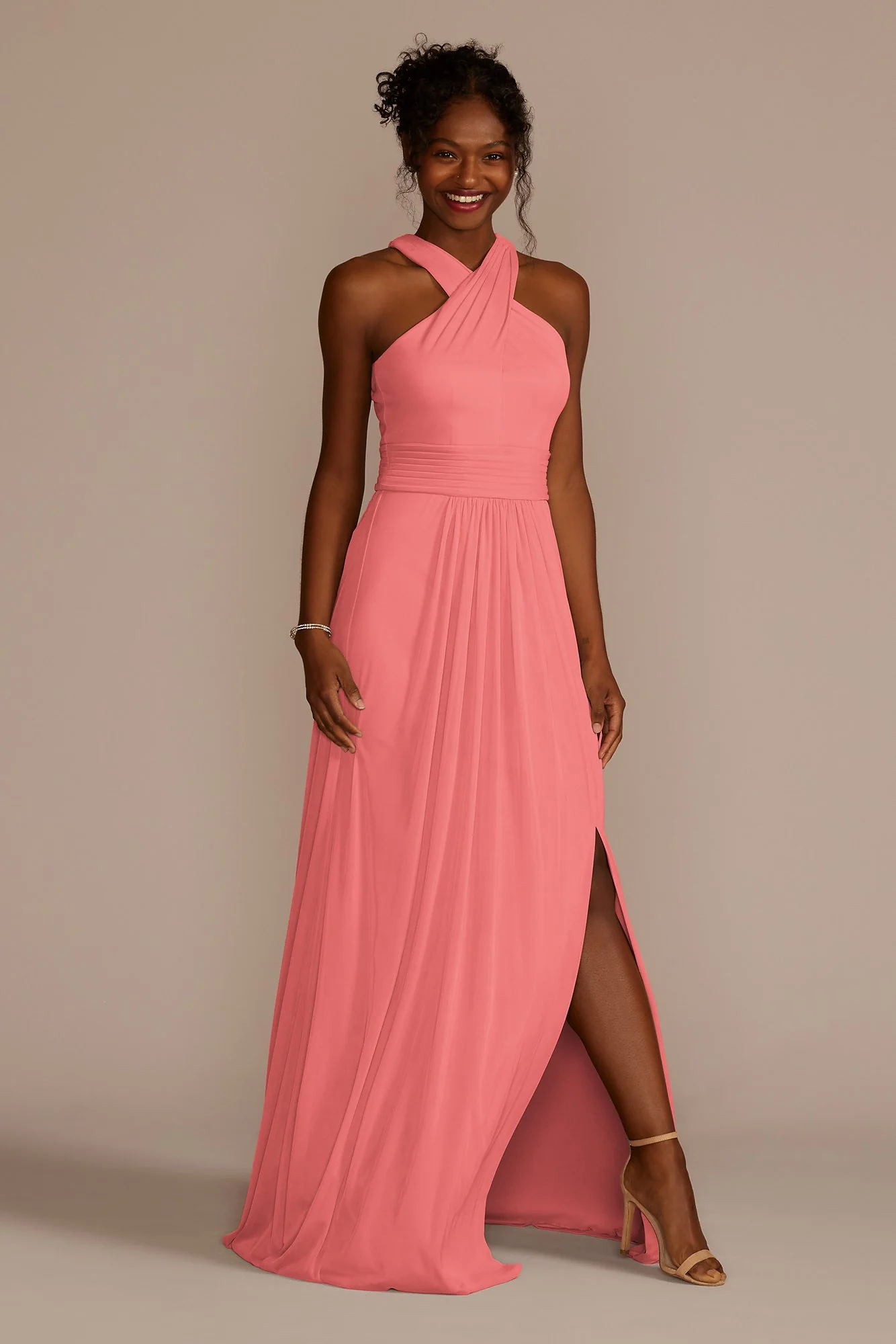 Crisscross High-Neck Mesh Dress - Image 93