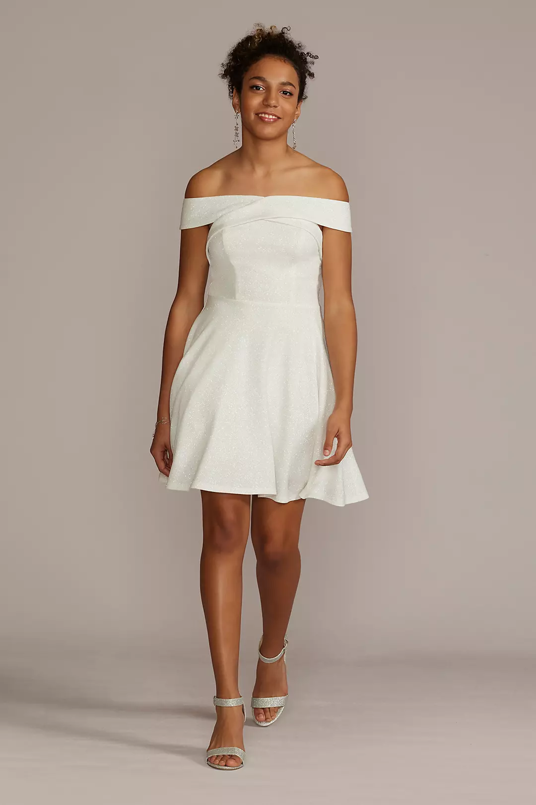 Crisscross Off the Shoulder Glitter Mini Dress - Image 9