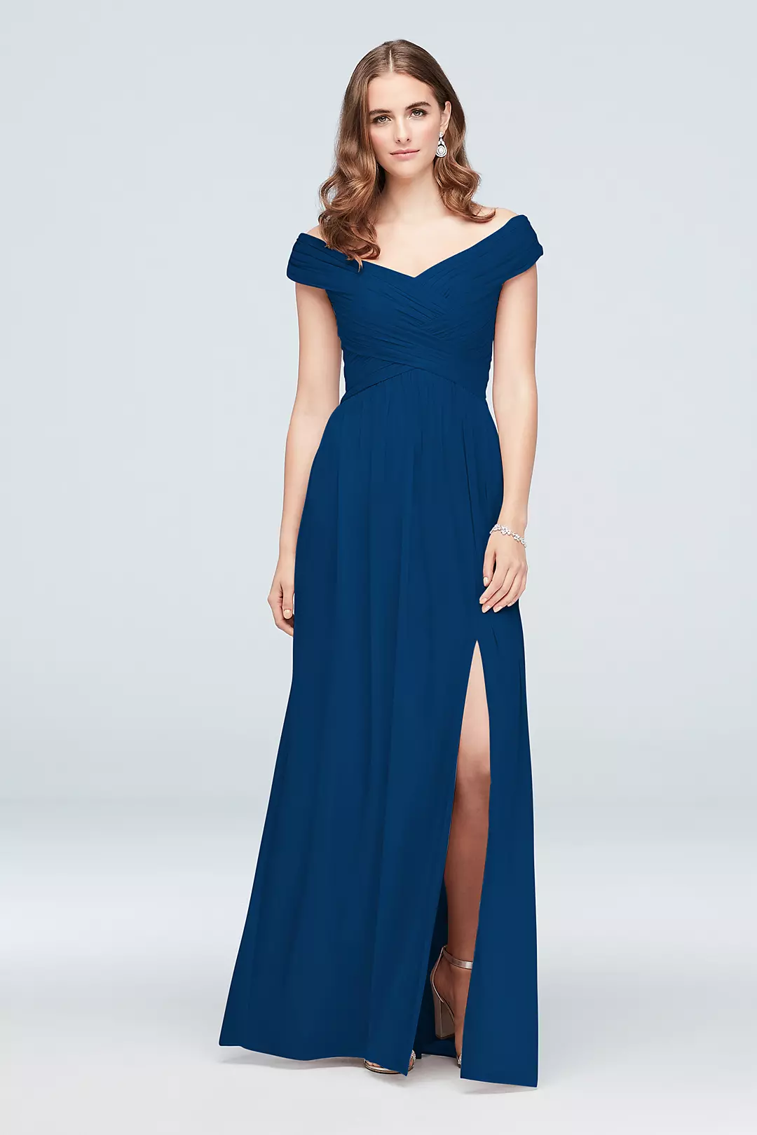 Crisscross Off-the-Shoulder Mesh Dress - Image 67