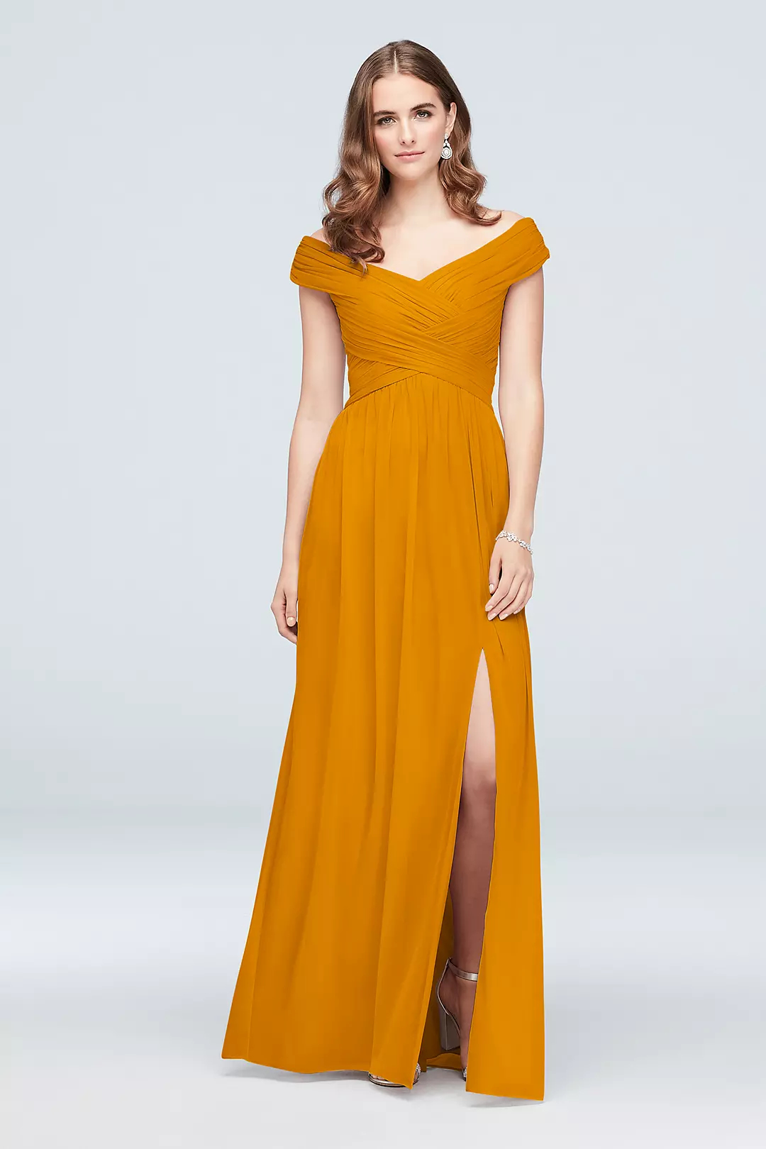 Crisscross Off-the-Shoulder Mesh Dress - Image 70