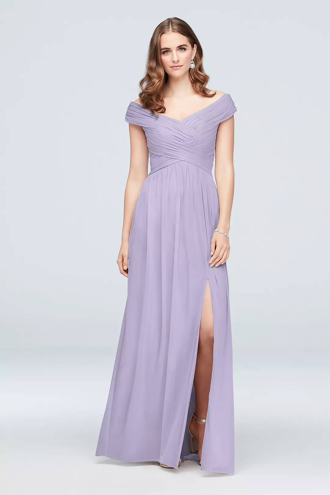 Crisscross Off-the-Shoulder Mesh Dress - Image 71