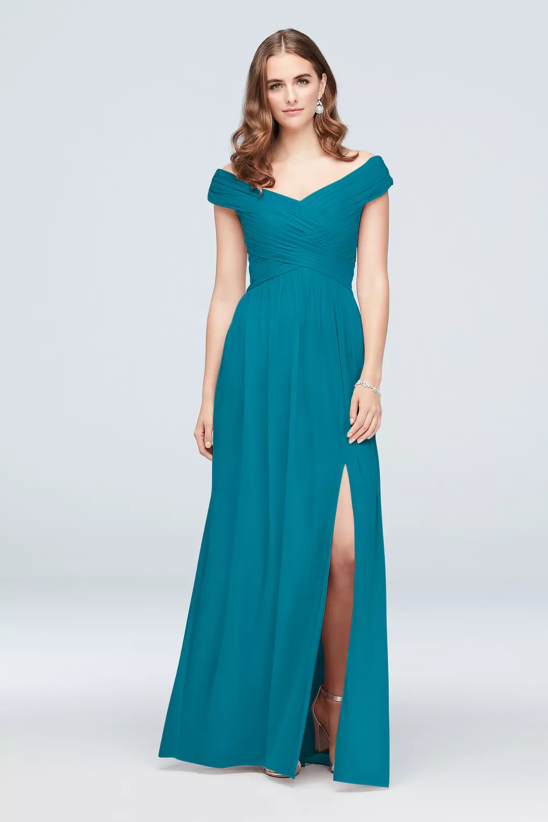 Crisscross Off-the-Shoulder Mesh Dress - Image 75
