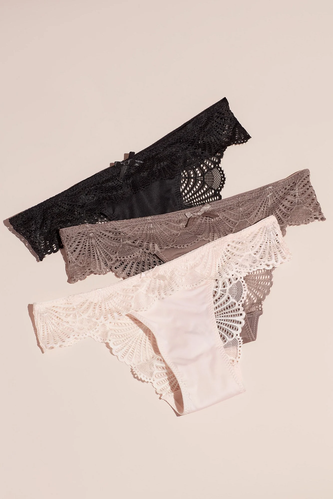 Crochet Lace and Satin Bikini Brief Set of Three - Image 2