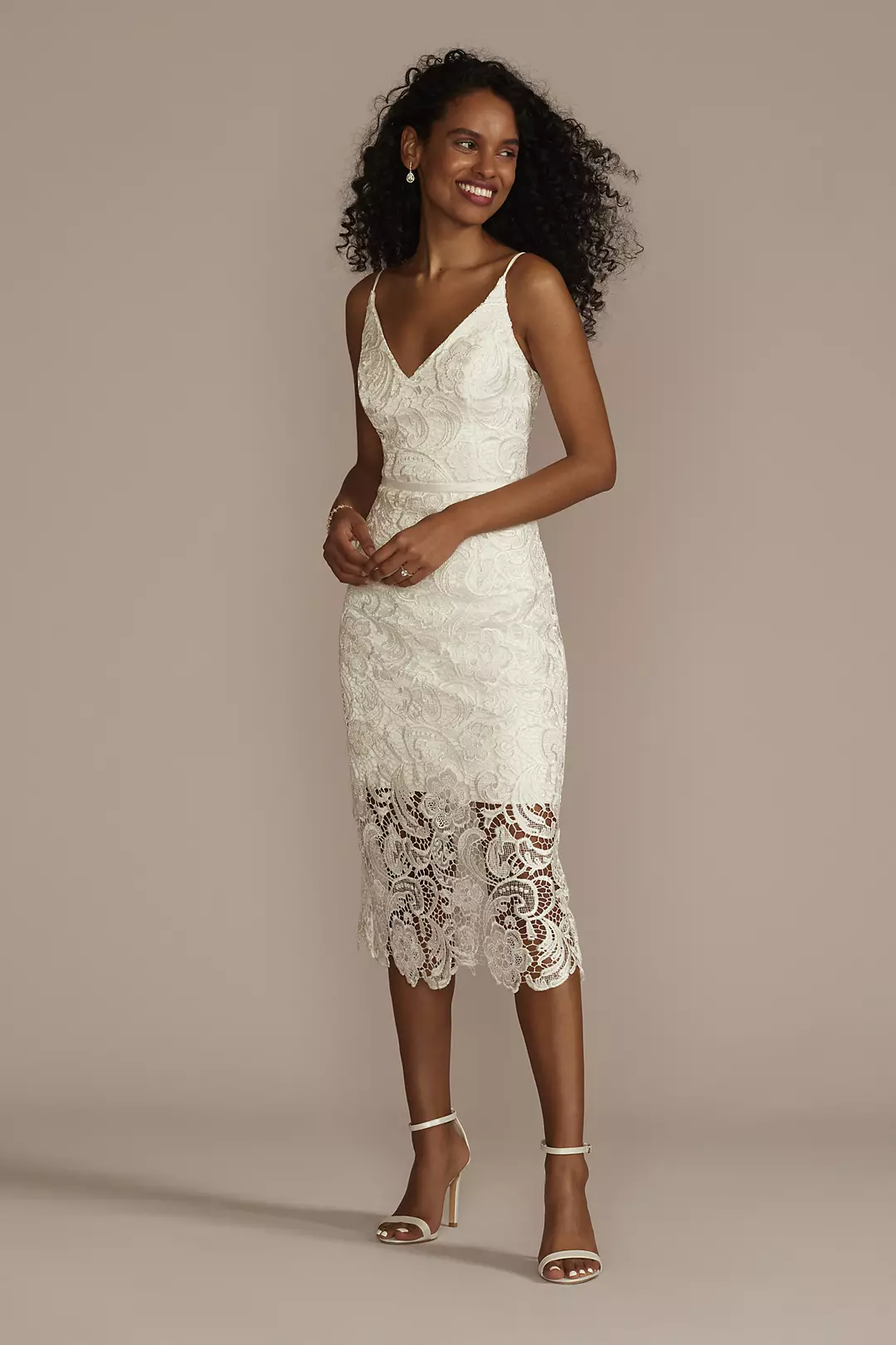 Crochet Lace Overlay Midi Dress - Image 4