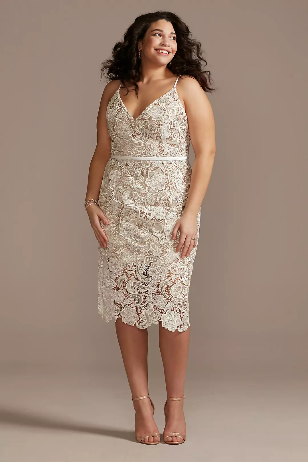 Crochet Lace Overlay Midi Dress - Image 6