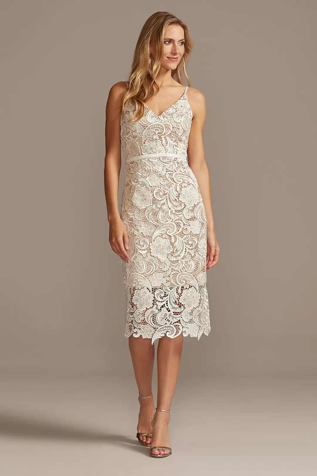 Crochet Lace Overlay Midi Dress - Image 9