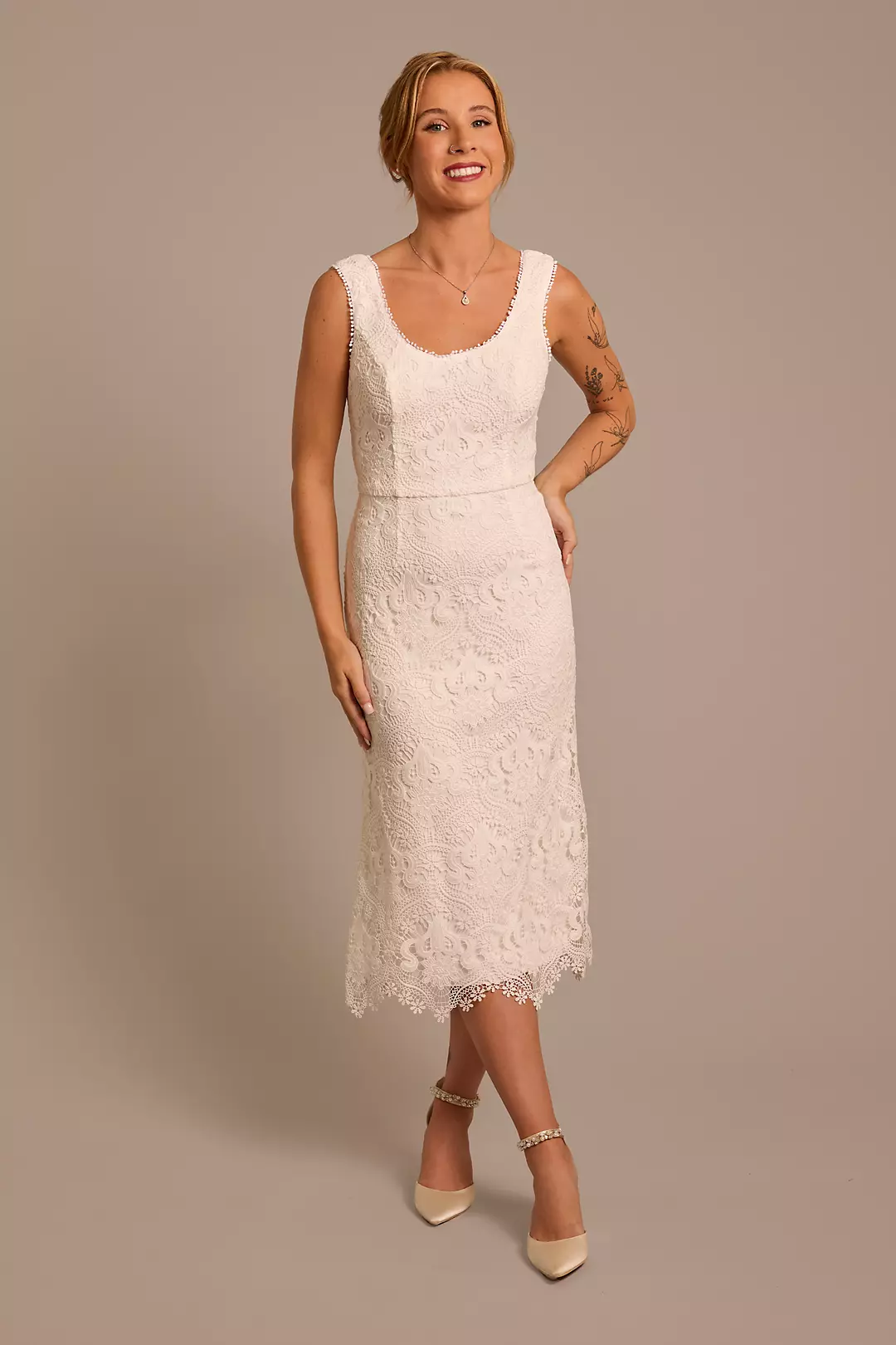 Crochet Lace Scoop Neck Tank Midi Dress - Image 5