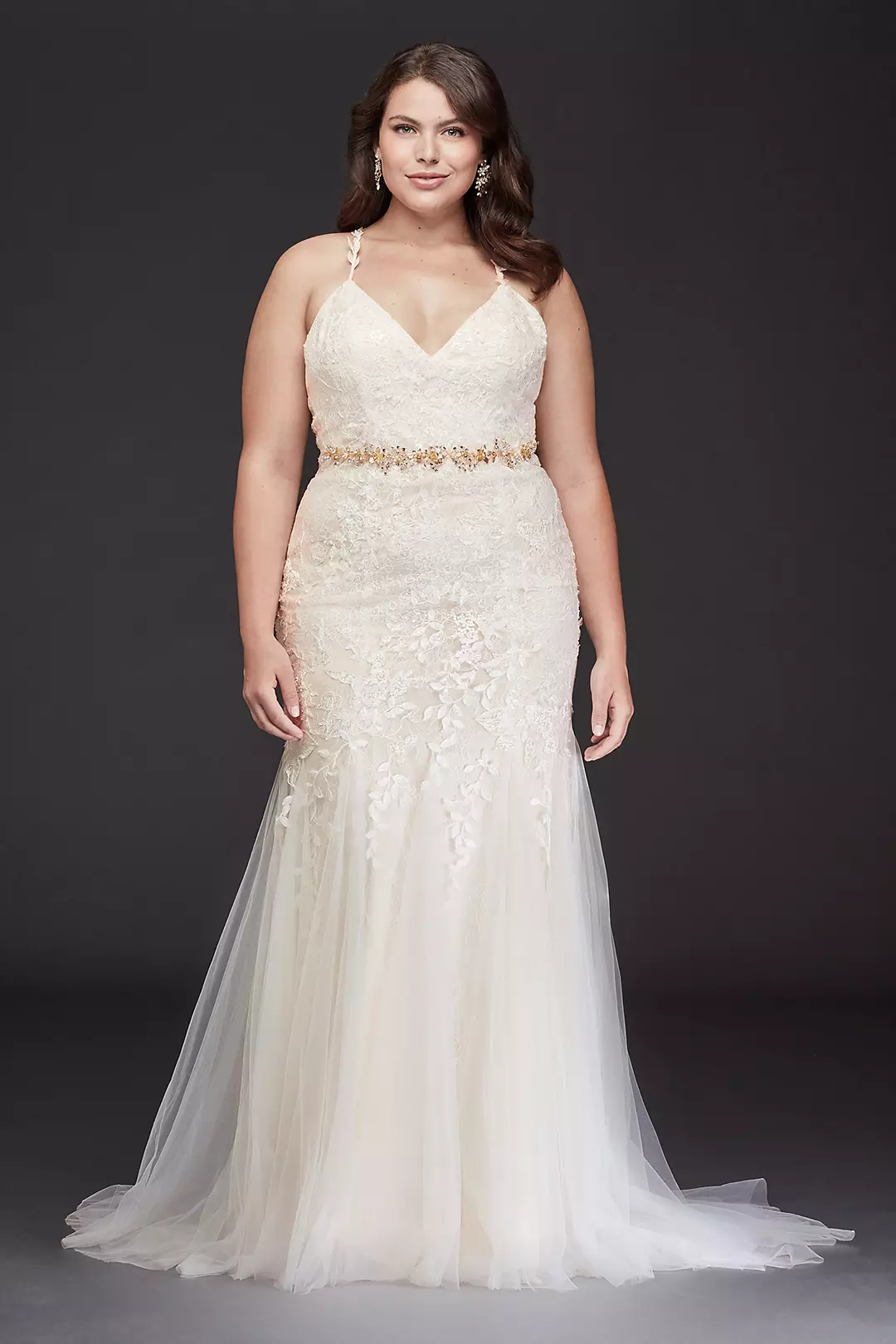 Cross-Back Chantilly Lace Mermaid Wedding Dress - Image 10