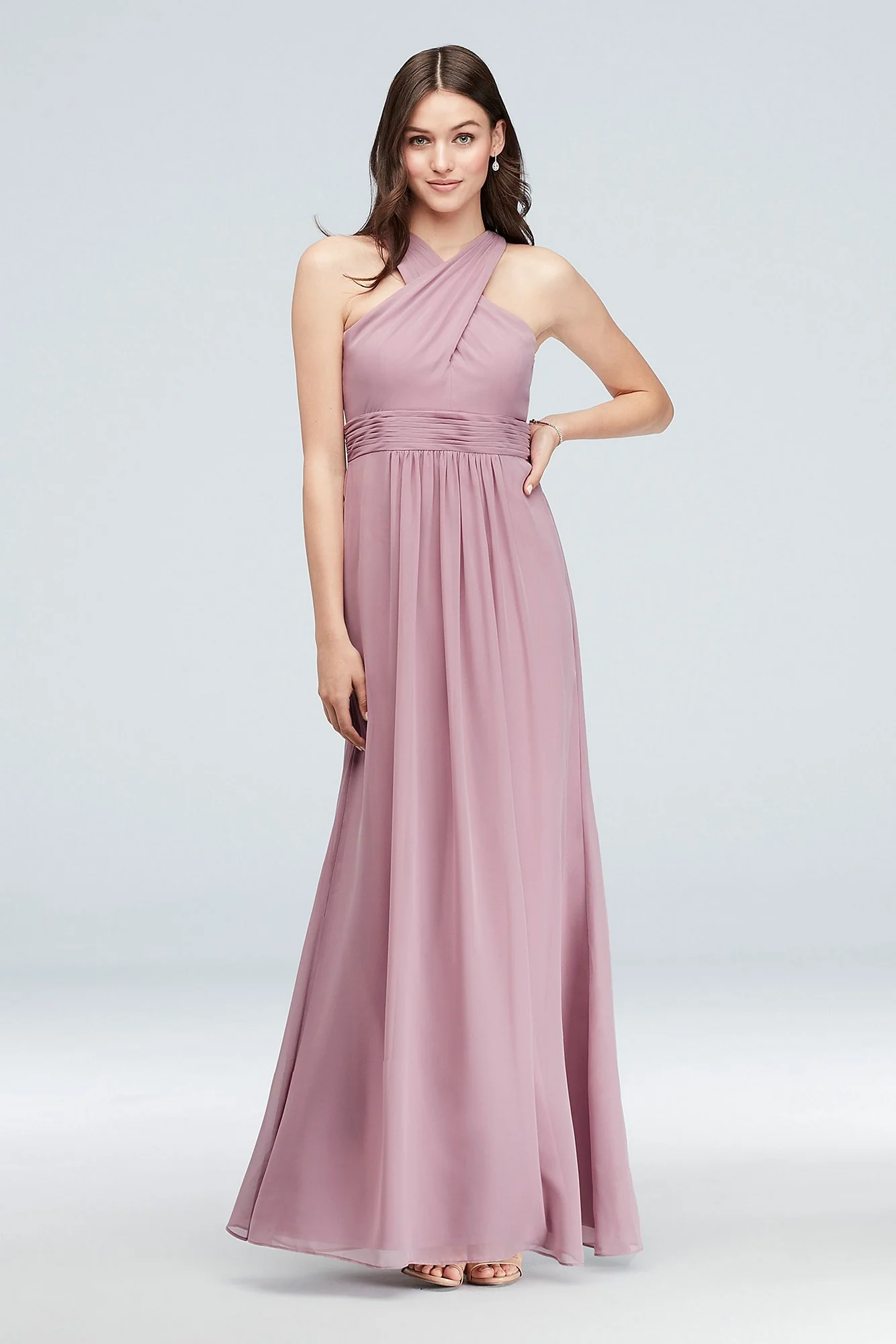 Cross-Front Chiffon Bridesmaid Dress