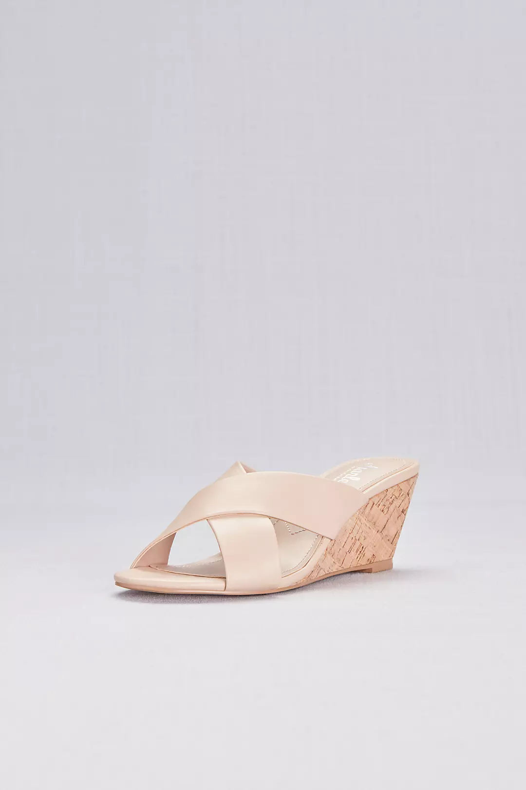 Cross-Strap Slip-On Cork Wedge Sandals - Image 2