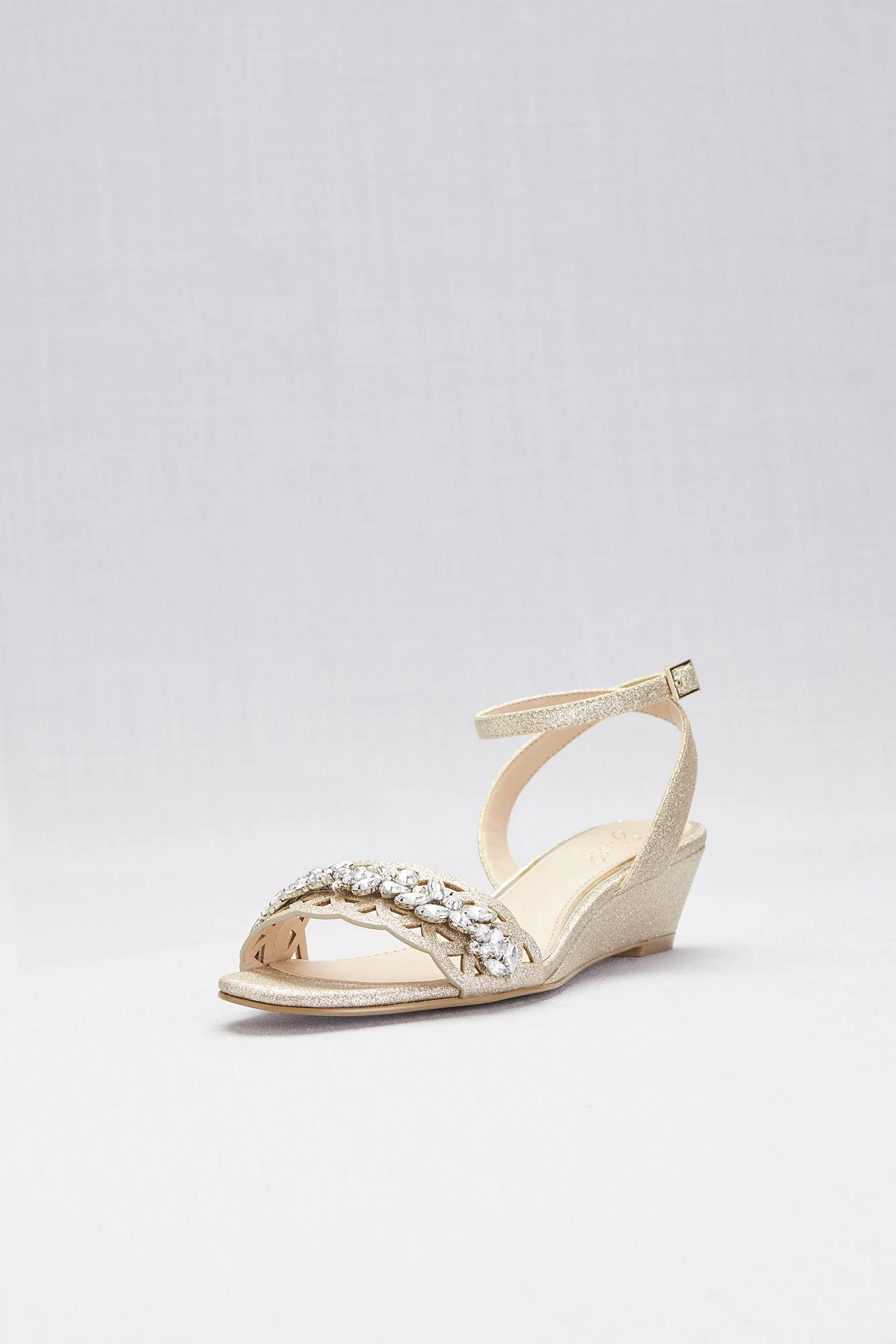 Crystal Adorned Glitter Wedges with Cut-Out