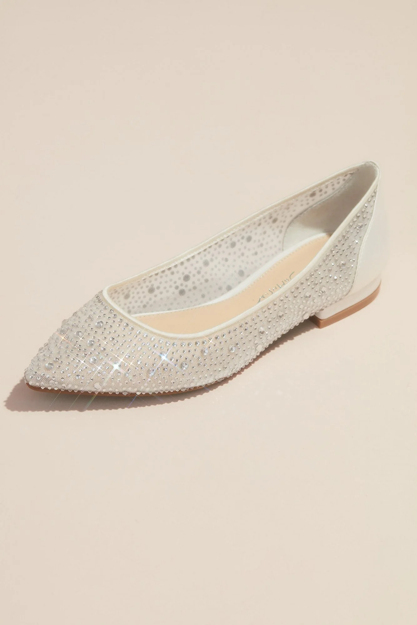 Crystal-Adorned Transparent Mesh Pointy Toe Flats - Image 2