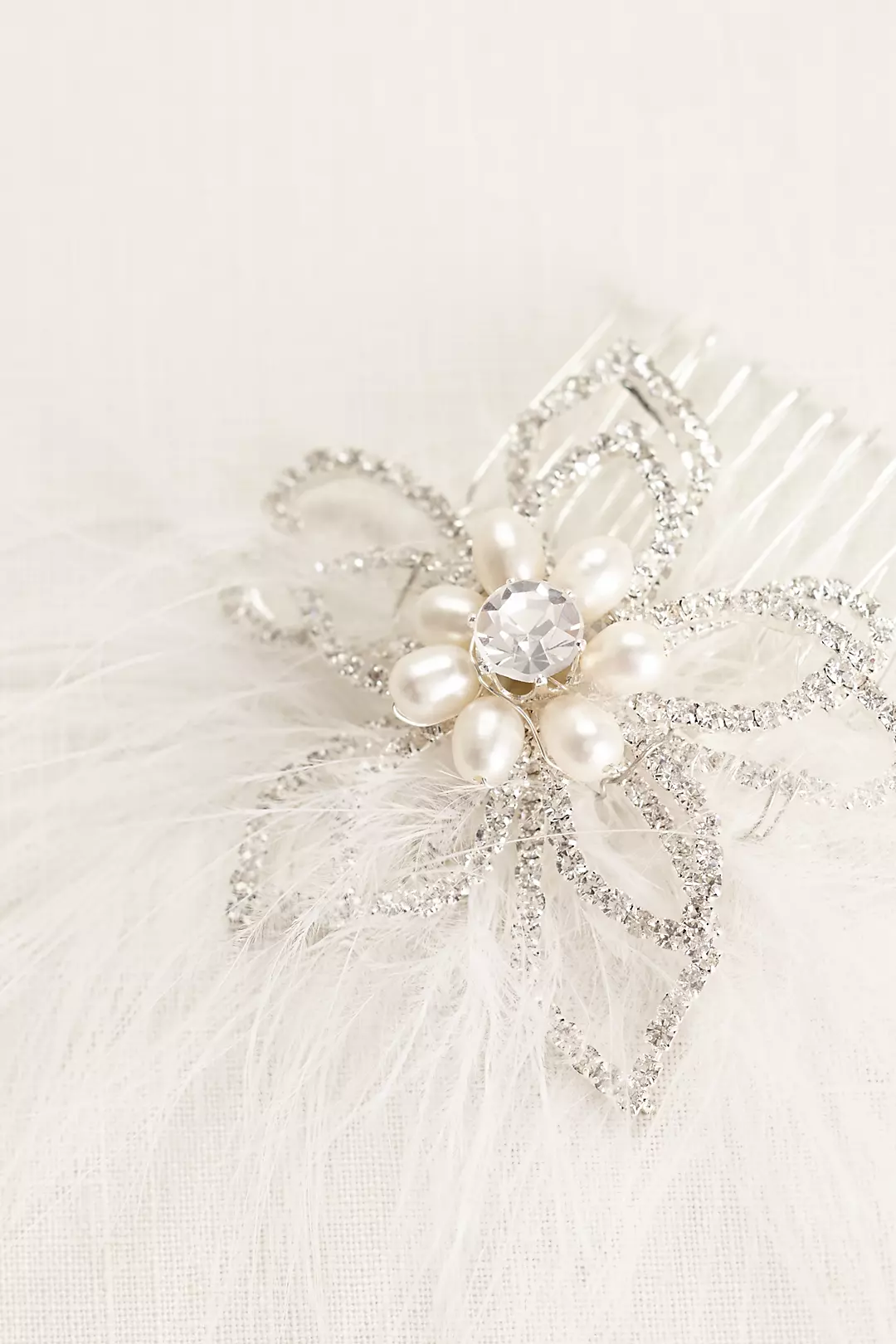 Crystal and Flower Feather Comb - Image 2