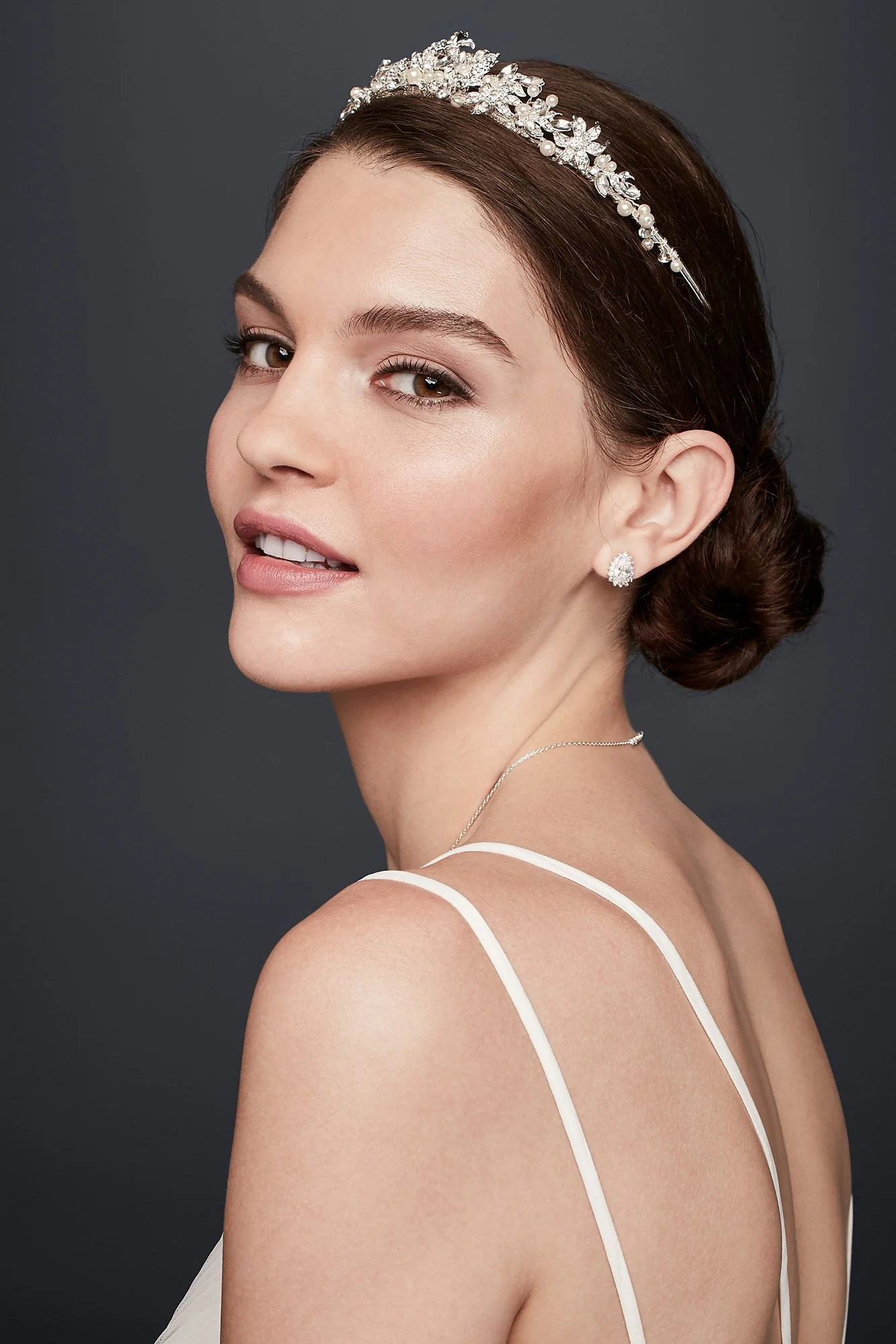Crystal and Pearl Floral Tiara - Image 2