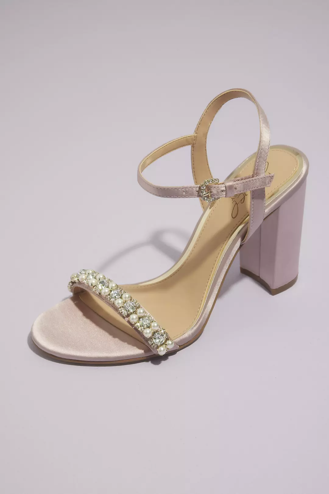 Crystal and Pearl Mix Block Heel Sandals - Image 7