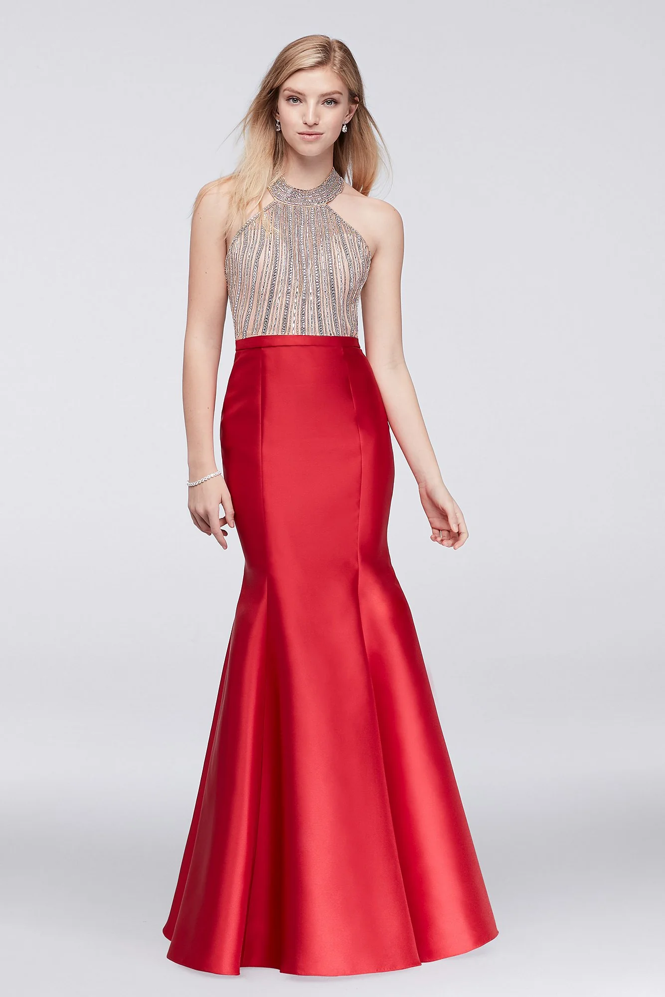 Crystal-Beaded Mikado Mermaid Dress