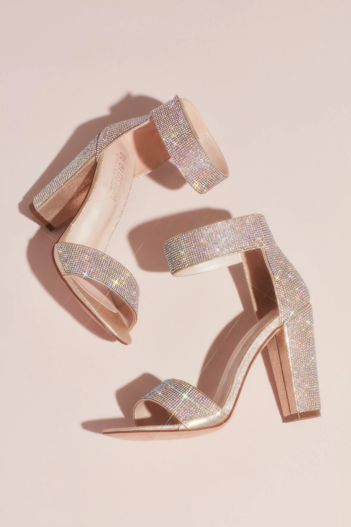 Crystal Block-Heel Sandals with Velcro Ankle Strap