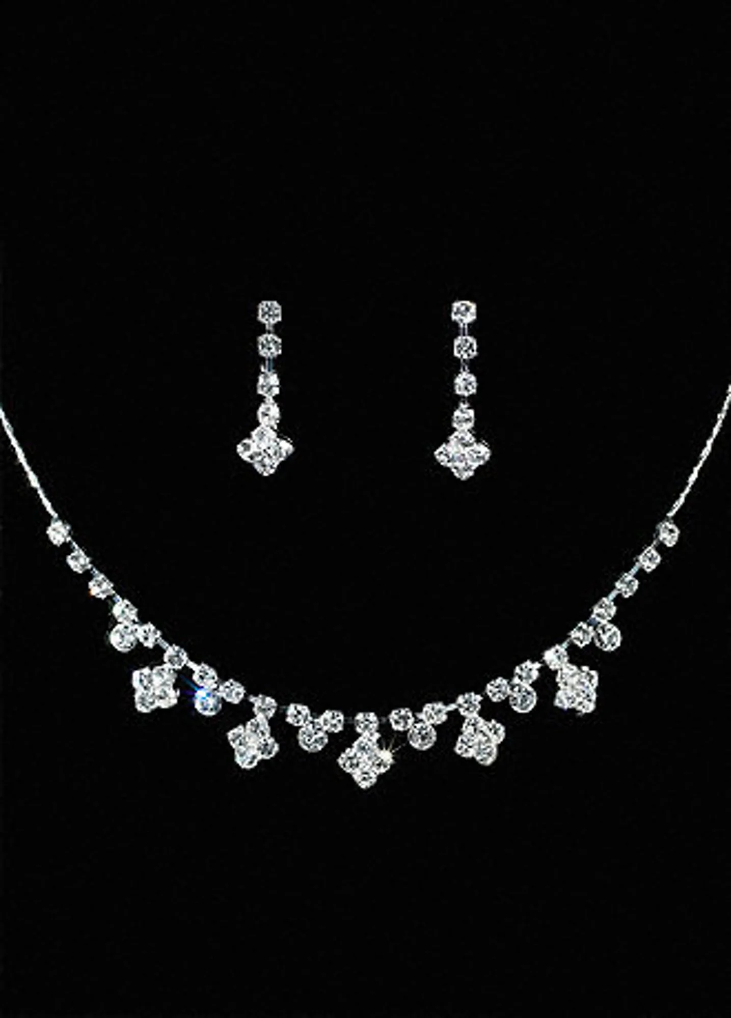 Crystal Cluster Drop Necklace and Earring Set