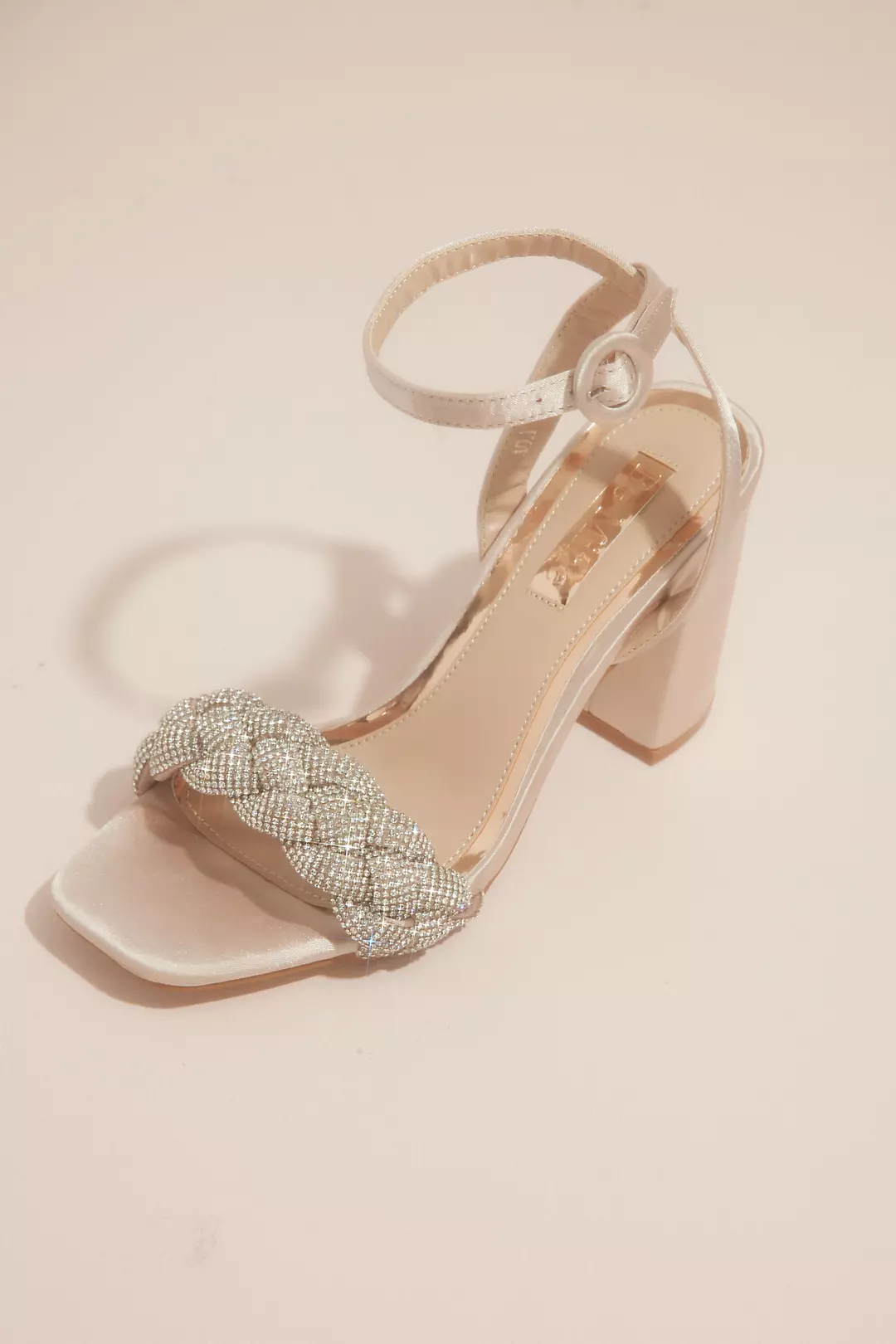 Crystal Embellished Braided Strap Heeled Sandals - Image 3