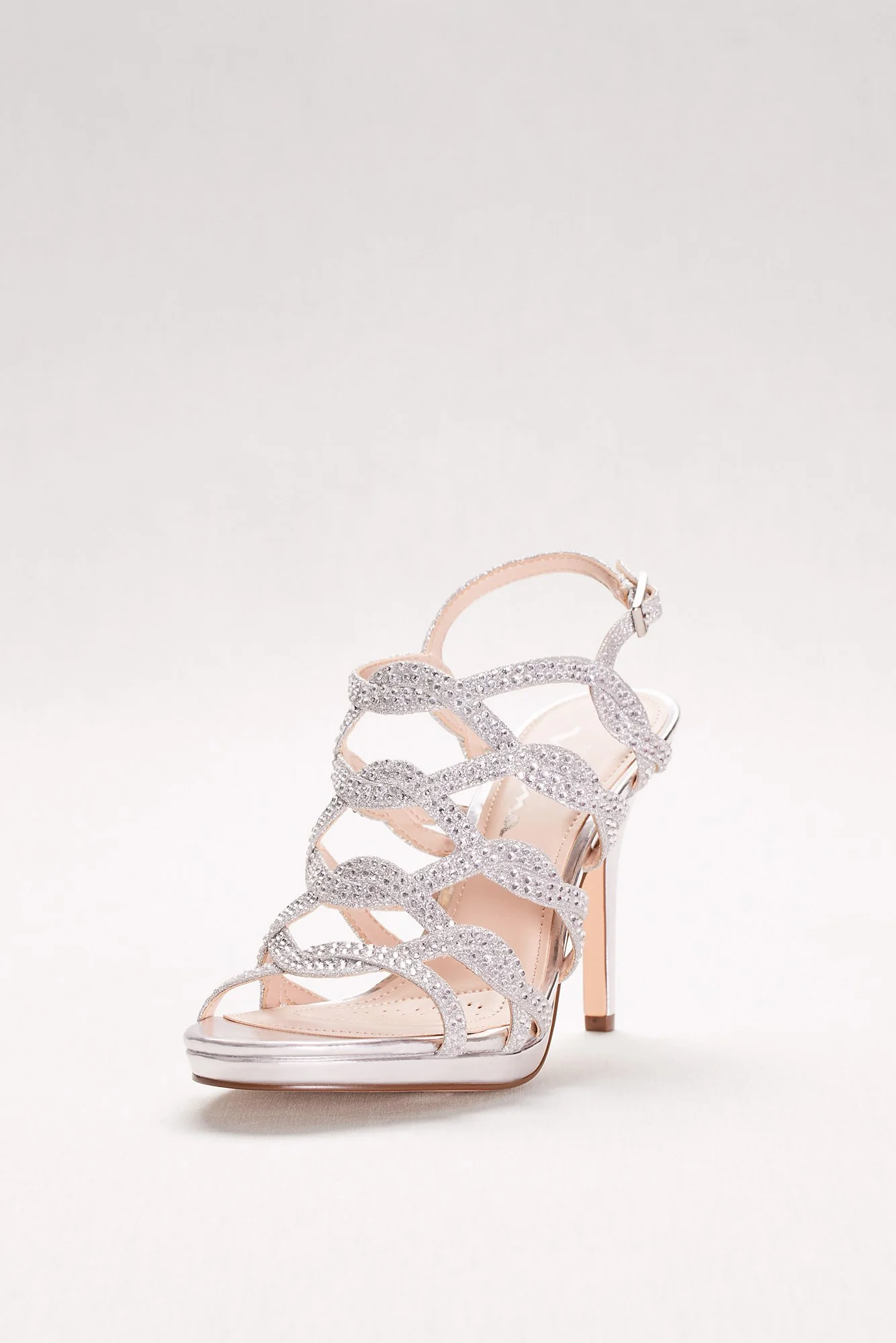 Crystal-Embellished Caged Platform Heels