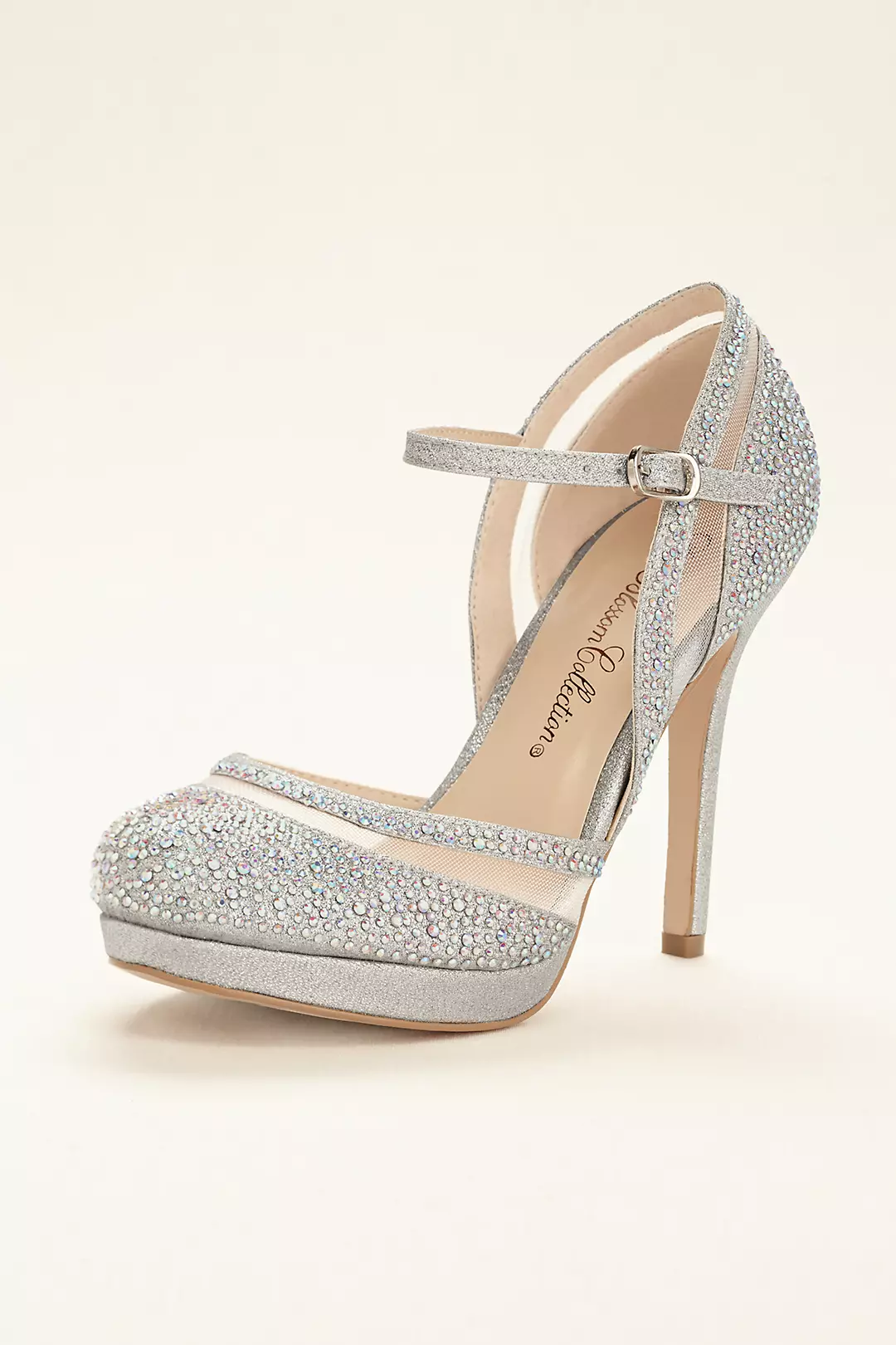 Mesh and Crystal Embellished Closed Toe Pump - Image 3