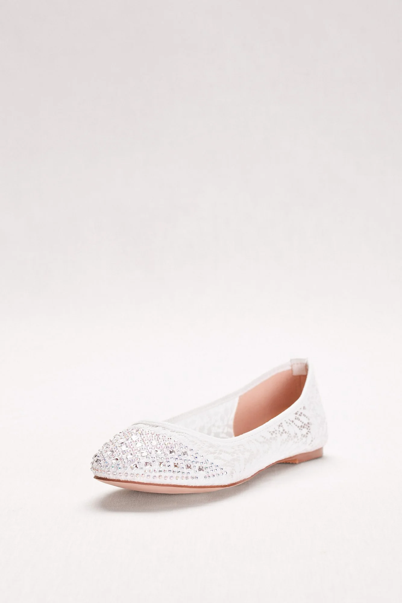 Crystal-Embellished Lace Ballet Flats
