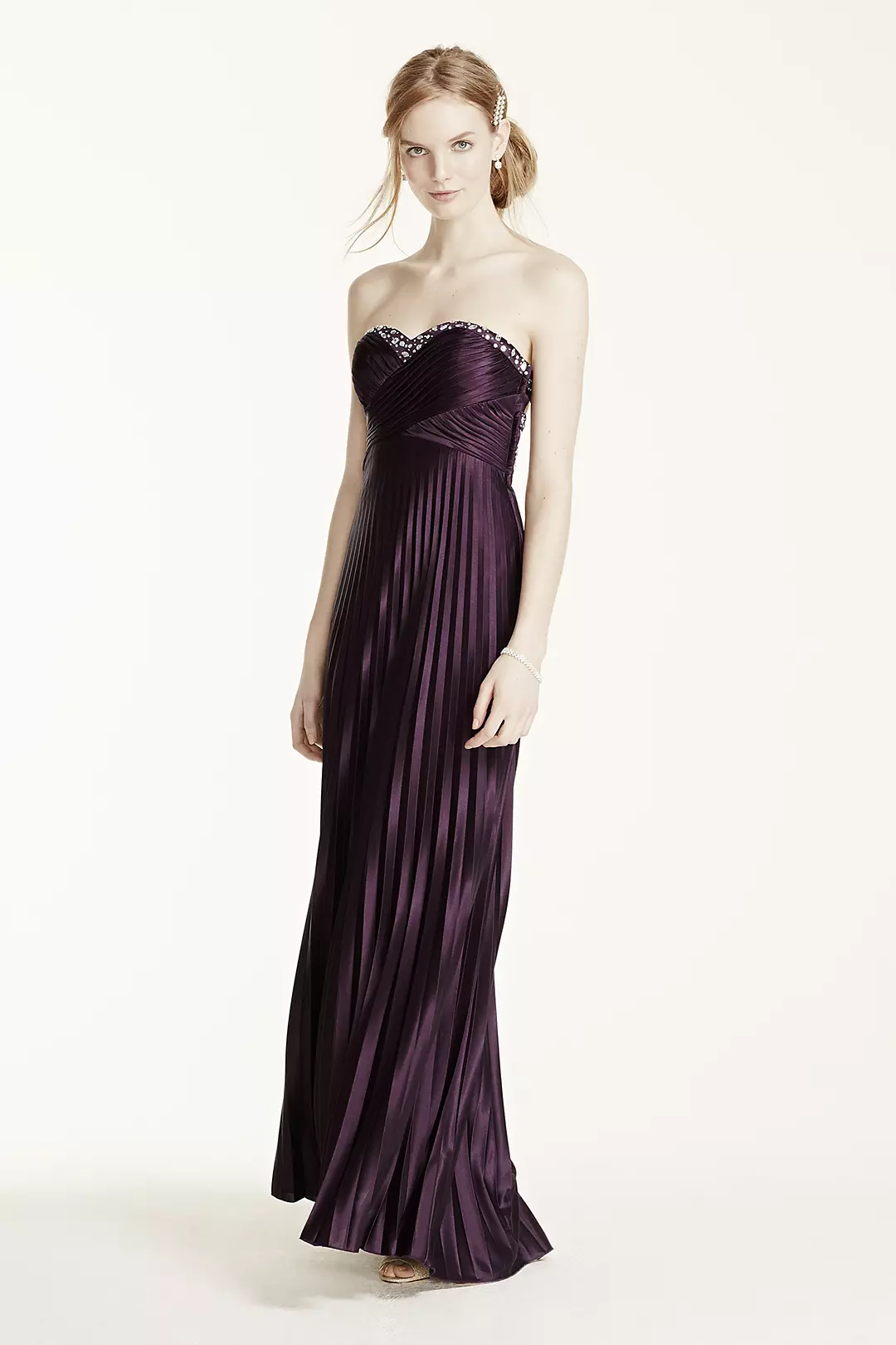 Crystal Embellished Pleated Strappy Back Dress - Image 5