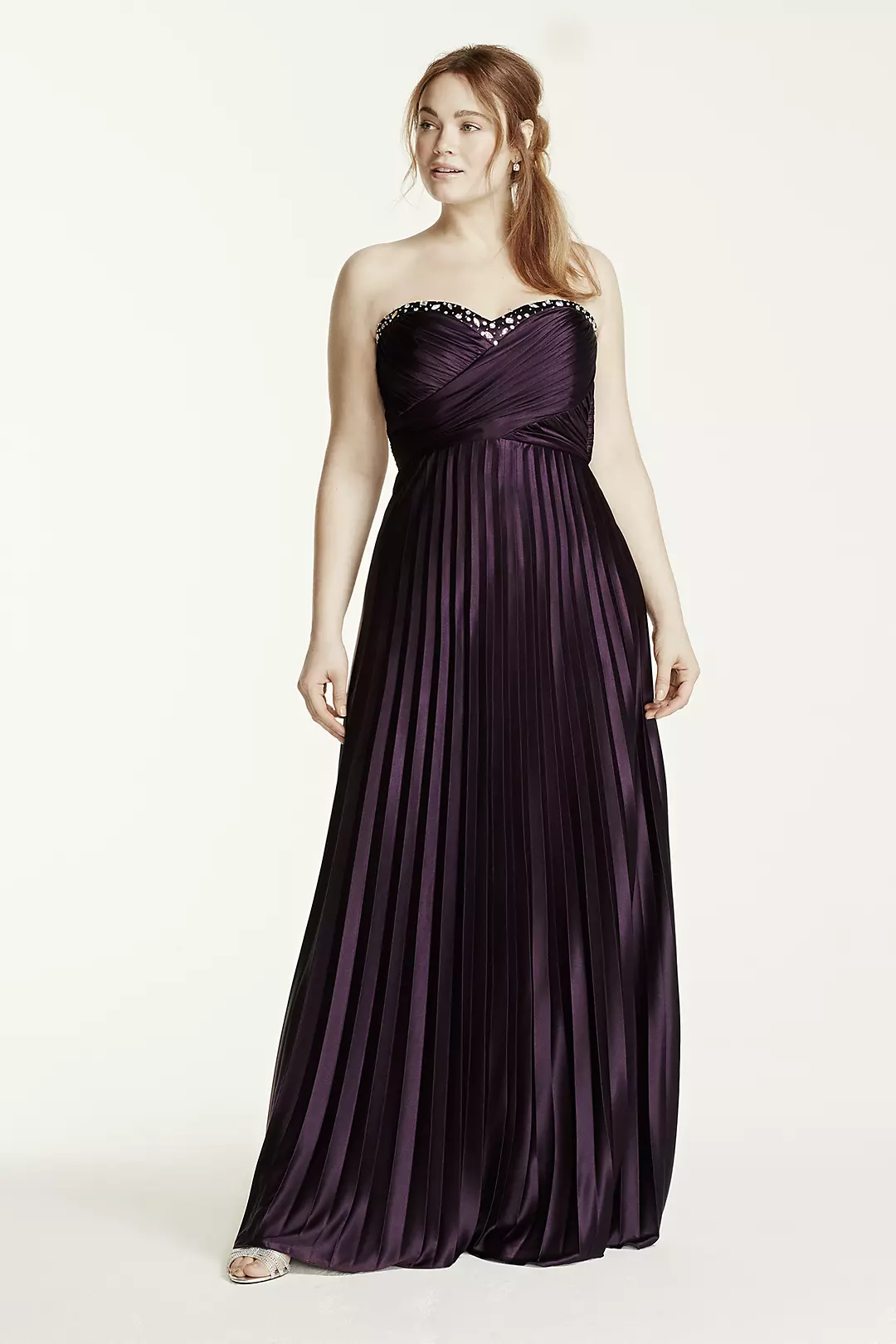 Crystal Embellished Pleated Strappy Back Dress