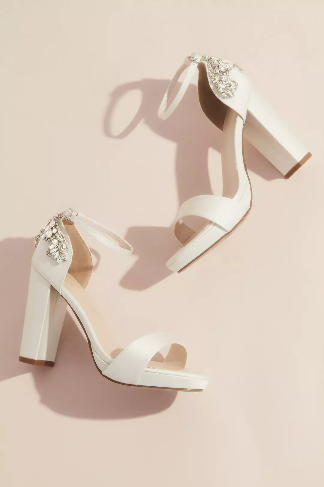 Crystal Embellished Satin Platform Heels - Image 3