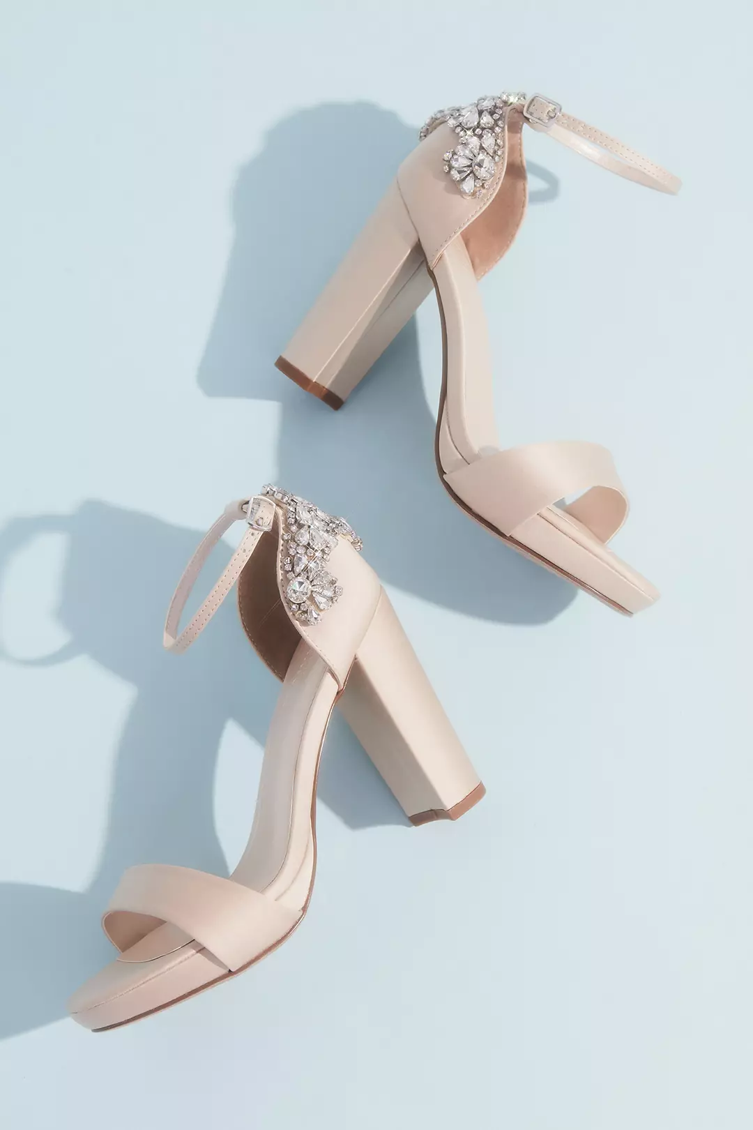 Crystal Embellished Satin Platform Heels - Image 5